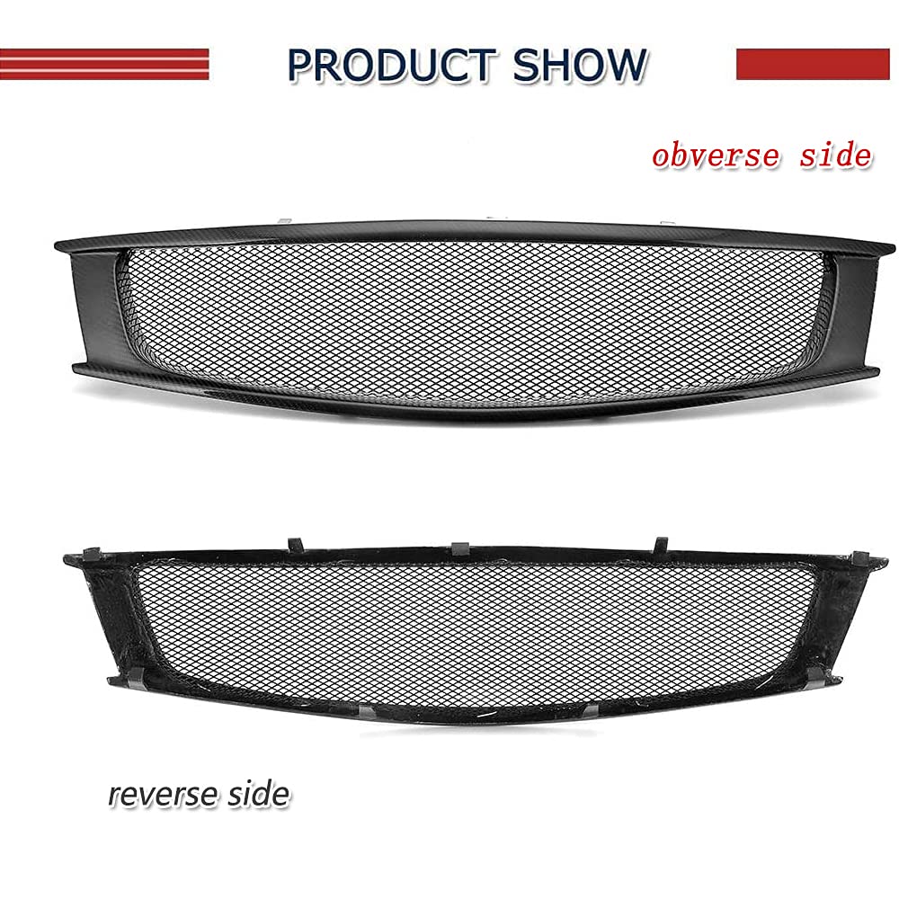 Premium Carbon Fiber Front Grill Replacement for Infiniti G37 Coupe 2-Door (2008-2013) - OEM Style Mesh Grille Cover - High Gloss Finish - Direct Fit Installation - Upgrade Your Car's Appearance for Street Racing & Show Events