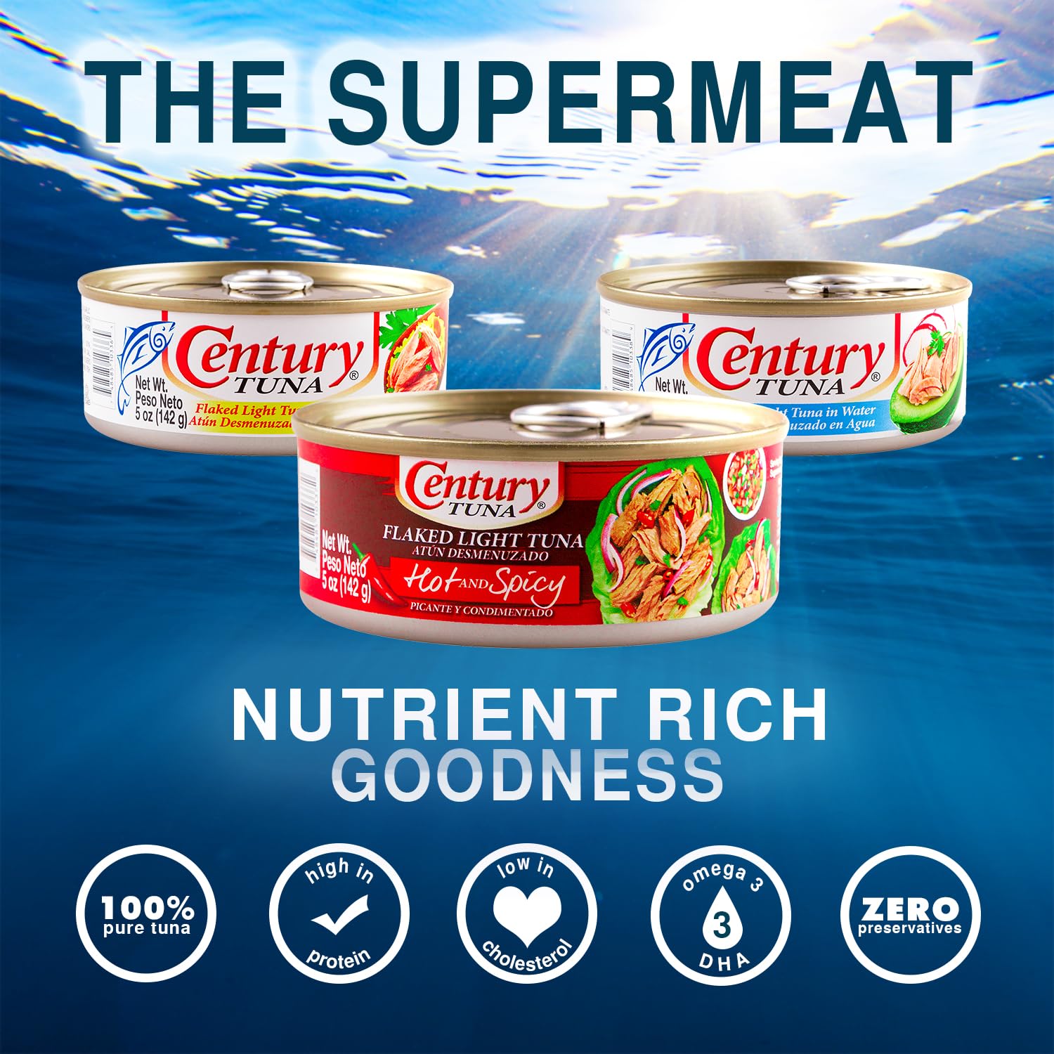 Century Tuna Hot and Spicy Flavor - 12 Pack (4.9 oz Cans) | Premium Canned Tuna for Sandwiches, Salads & Quick Meals