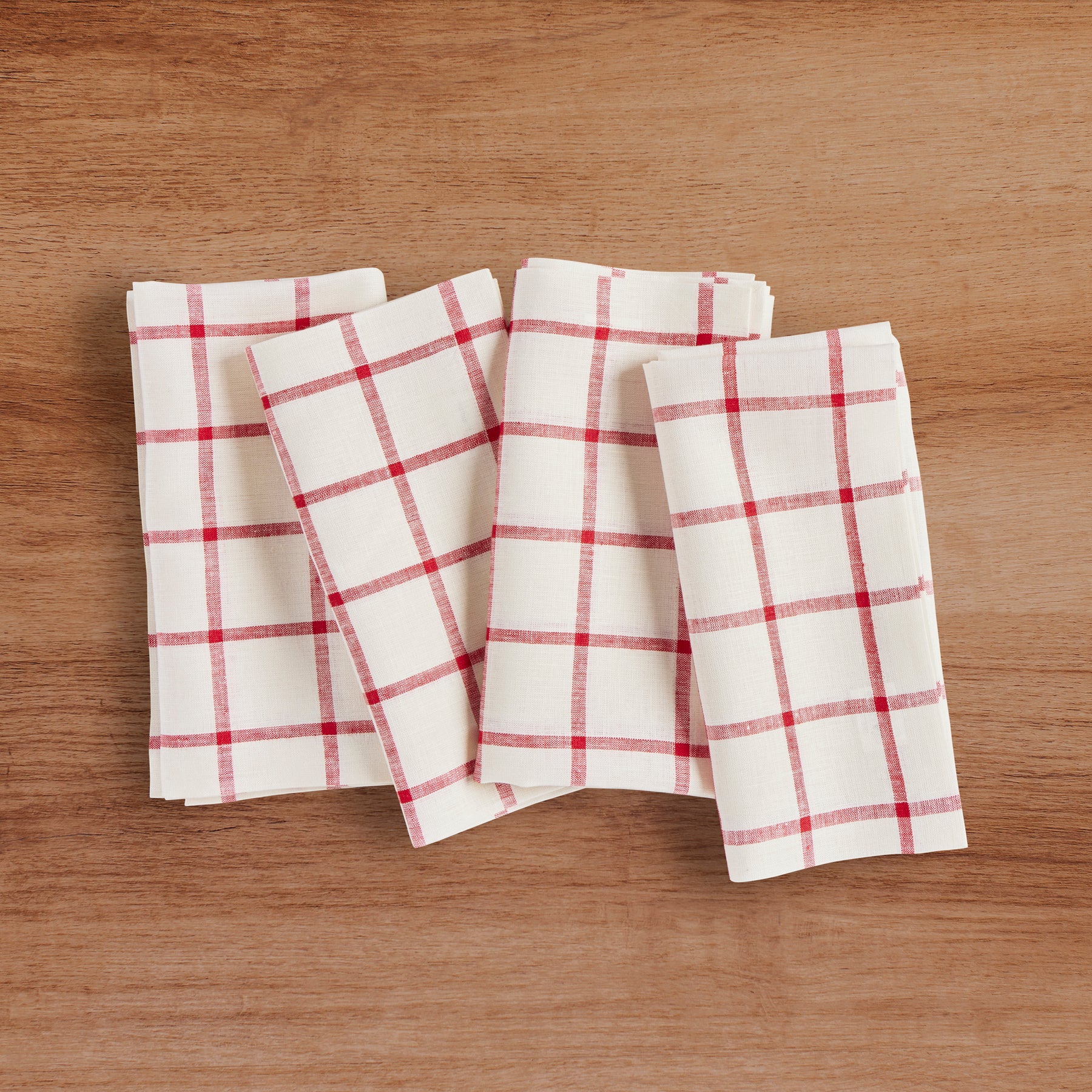 Elegant Windowpane Napkins Set of 4 - Premium Linen Dinner Napkins for Formal Dining, Parties & Holiday Gatherings