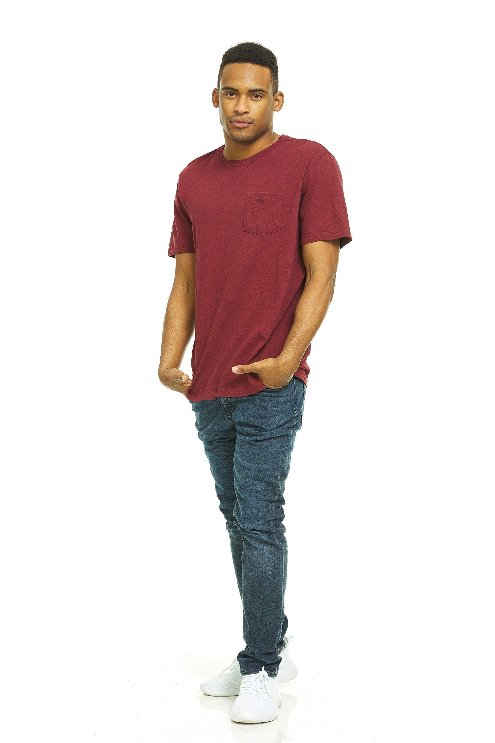 SOCKS'NBULK Men's Cotton Crew Neck Short Sleeve T-Shirts - 9 Pack Mix Colors Bulk (Pocket Tee Slub) for Casual Wear, Gym & Everyday Outfits