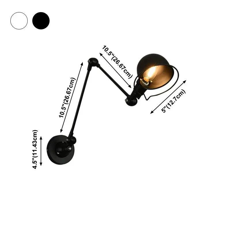 Vintage Dome Swing Arm Industrial Wall Light - Adjustable Wall Mounted Sconce for Living Room, Bedroom, or Office Lighting