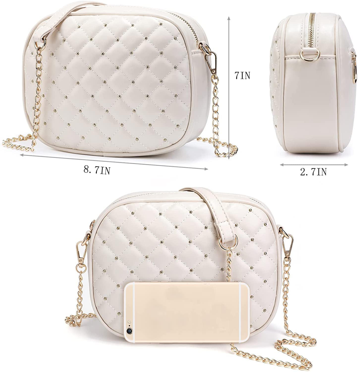 Hanbella Crossbody Clutch Purse for Women & Teens - Stylish Small Quilted Leather Shoulder Bag with Gold Chain | Perfect for Everyday Use, Parties, Date Nights & Travel Accessories