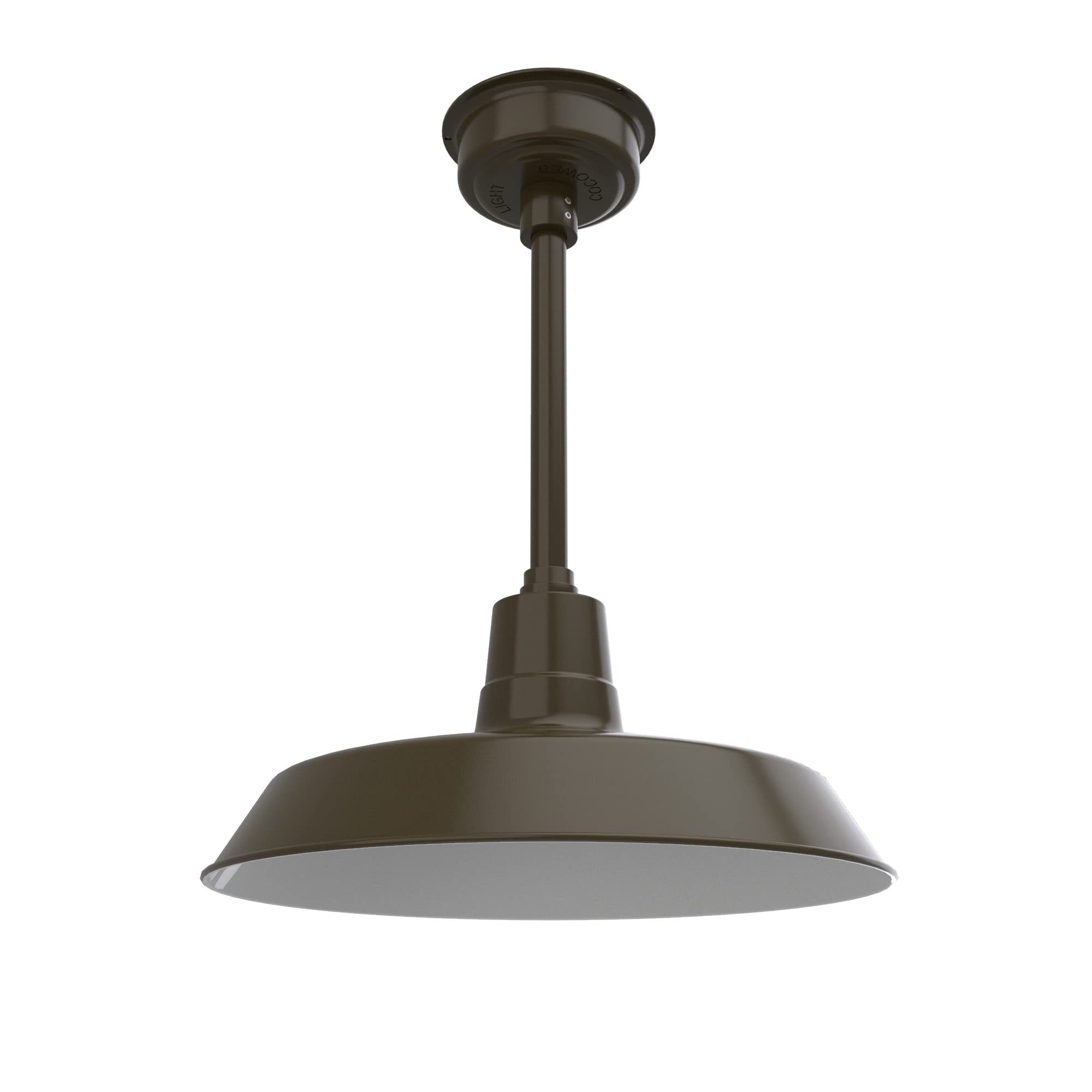 Cocoweb 18 Inch Vintage LED Pendant Barn Light - Mahogany Bronze Finish with Down Rod - Perfect for Farmhouse, Kitchen Island & Dining Room Lighting