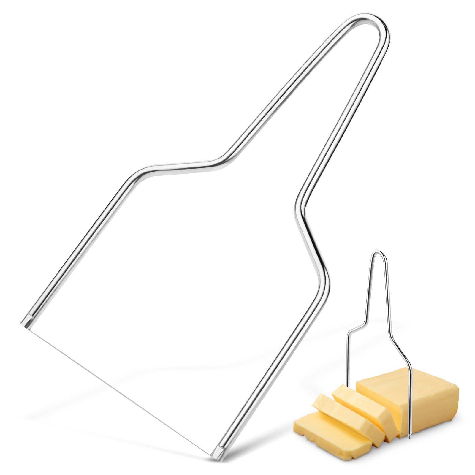 Premium Stainless Steel Cheese Slicer with Wire Cutter - Handheld Cheese & Butter Slicer for Block Cheese, Perfect for Charcuterie Boards, Party Platters & Gourmet Cooking