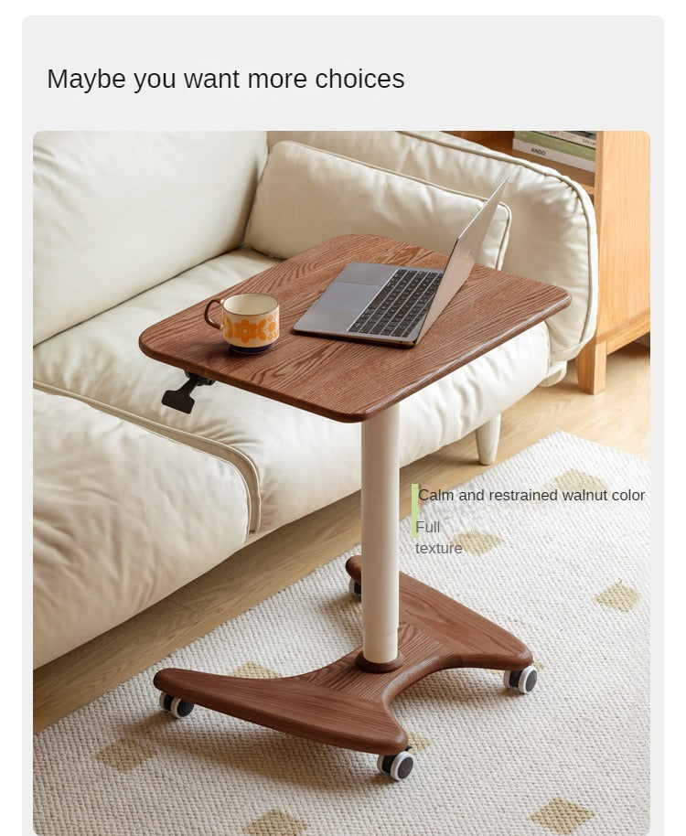 Solid Oak & Ash Wood Adjustable Height Standing Desk - Ergonomic Mobile Workstation for Home Office, Study & Workspace