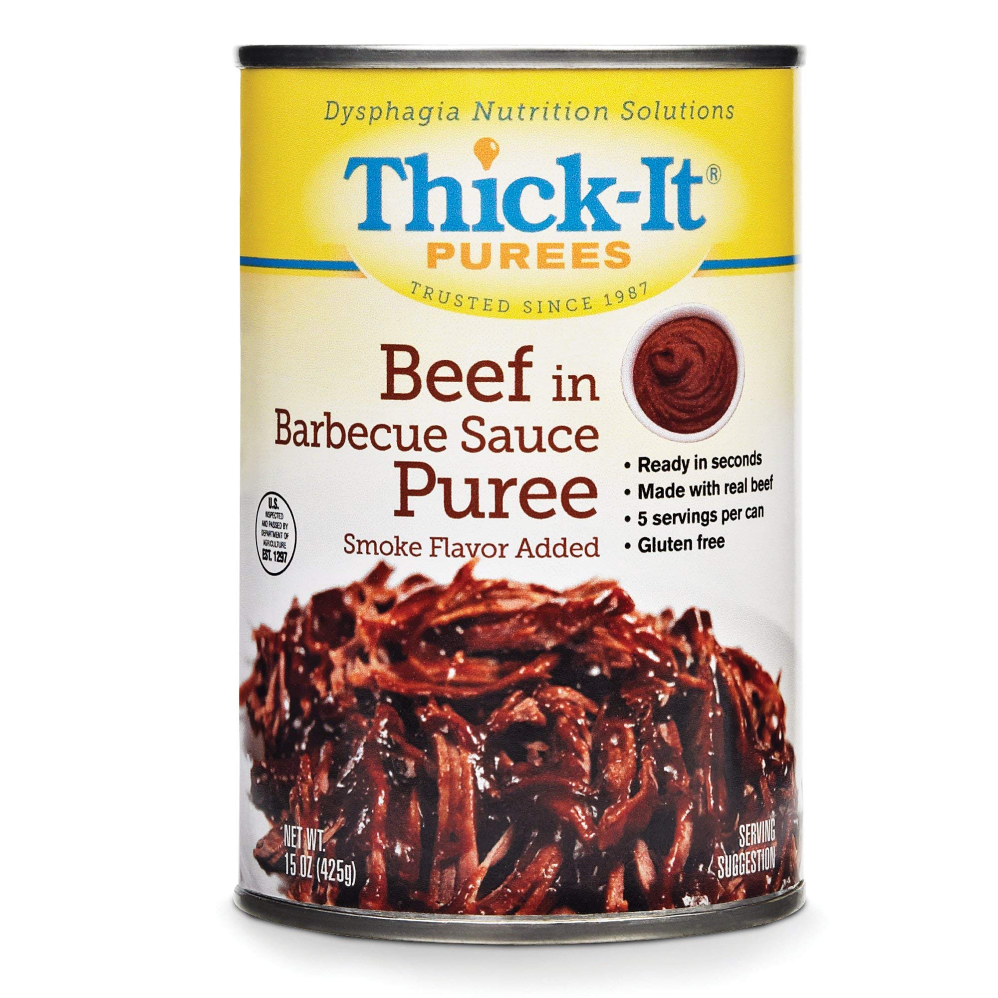 Kent Precision Foods Puree Thick-It 15 oz Can - Ready-to-Use Beef in BBQ Sauce Puree for Easy Meal Prep & Thickening (Great for Dysphagia Diets, Baby Food & Cooking)