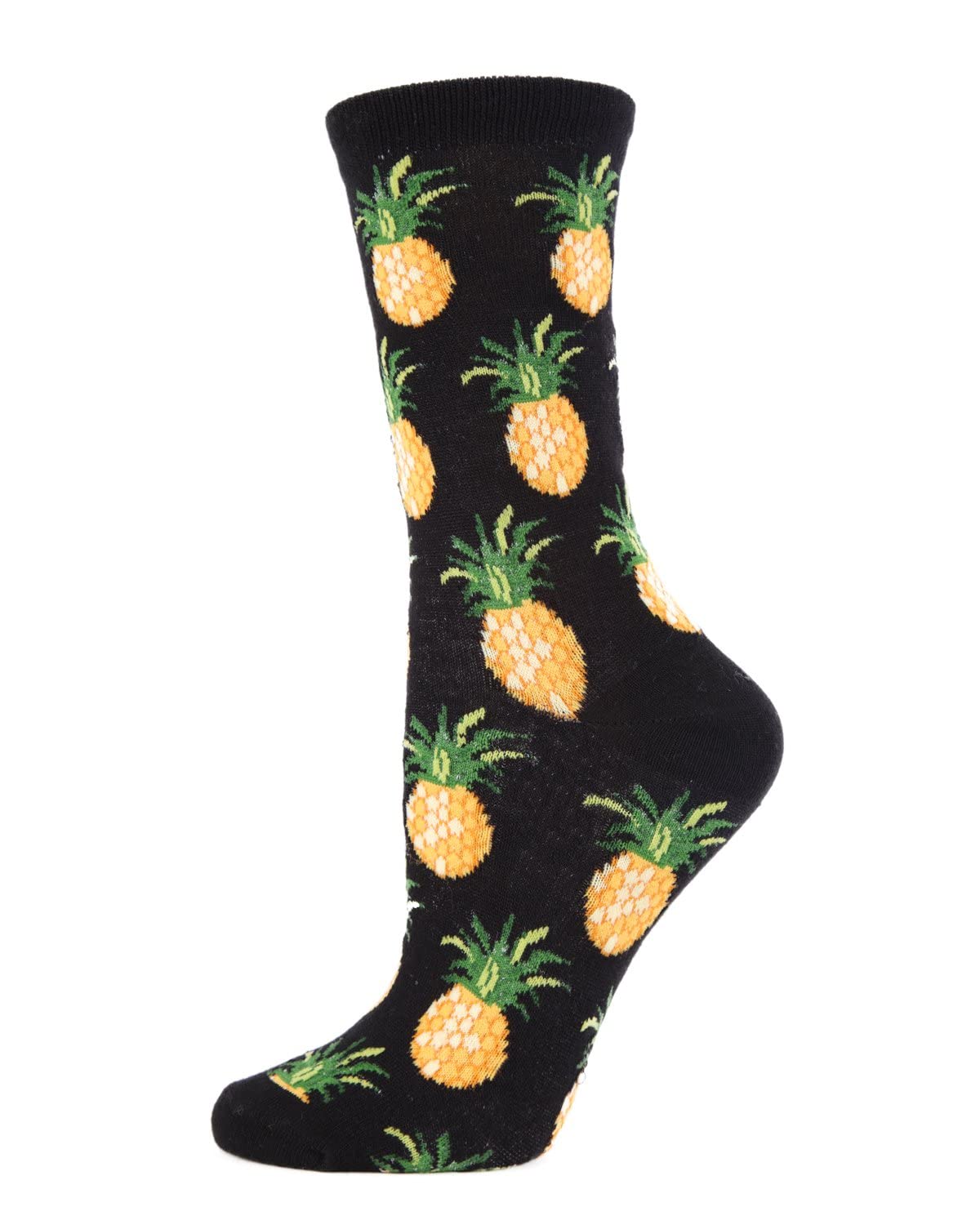 MeMoi Pineapple Fruit Bamboo Blend Crew Socks - Soft & Breathable Unisex Socks for Men & Women - Perfect for Casual Wear, Yoga, Home & Office
