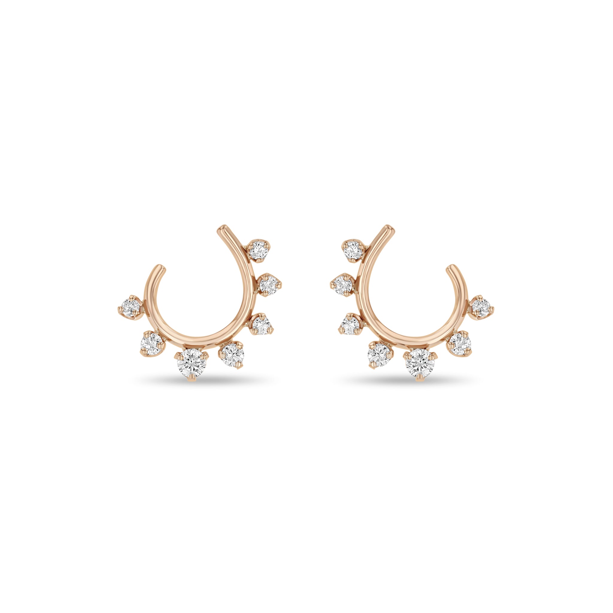 14K Gold Graduated Prong Diamond Front to Back Circle Hoop Earrings - Perfect for Weddings, Parties & Special Occasions