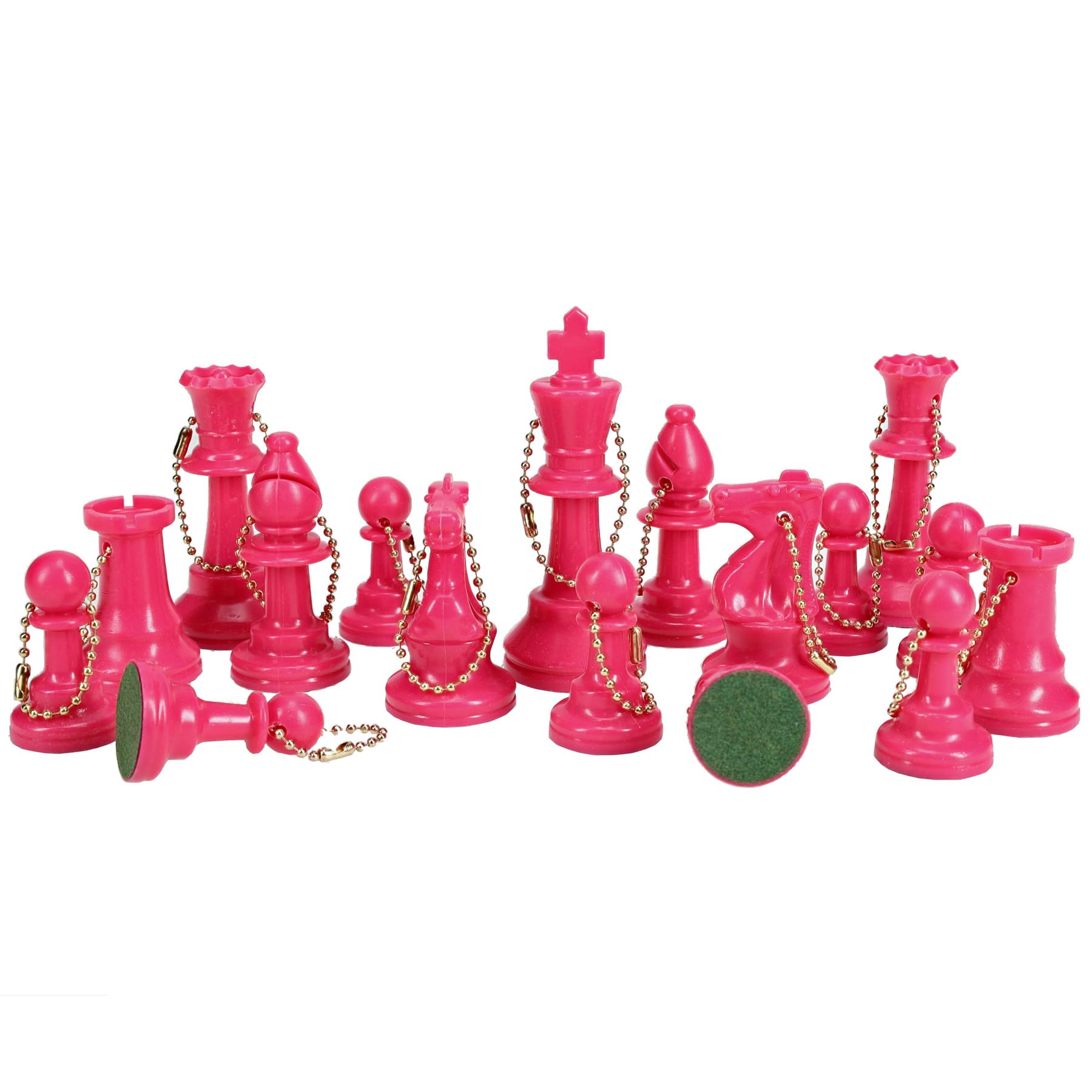 WE Games 粉色钥匙链国际象棋套装 - 17件便携式棋子，适合旅行、派对、礼物和收藏