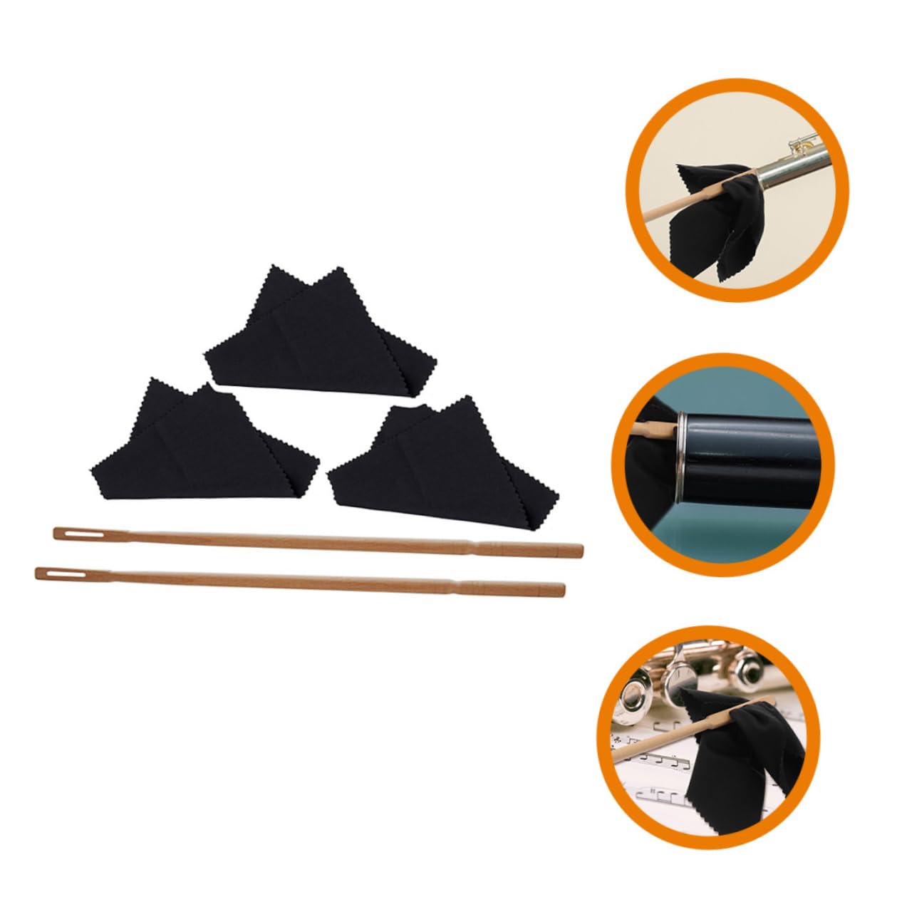 TOYANDONA 2-Piece Flute Cleaning Kit - Flute Cleaning Rod, Swab & Polishing Cloth for Flute Maintenance - Perfect for Musicians, Students & Band Practice