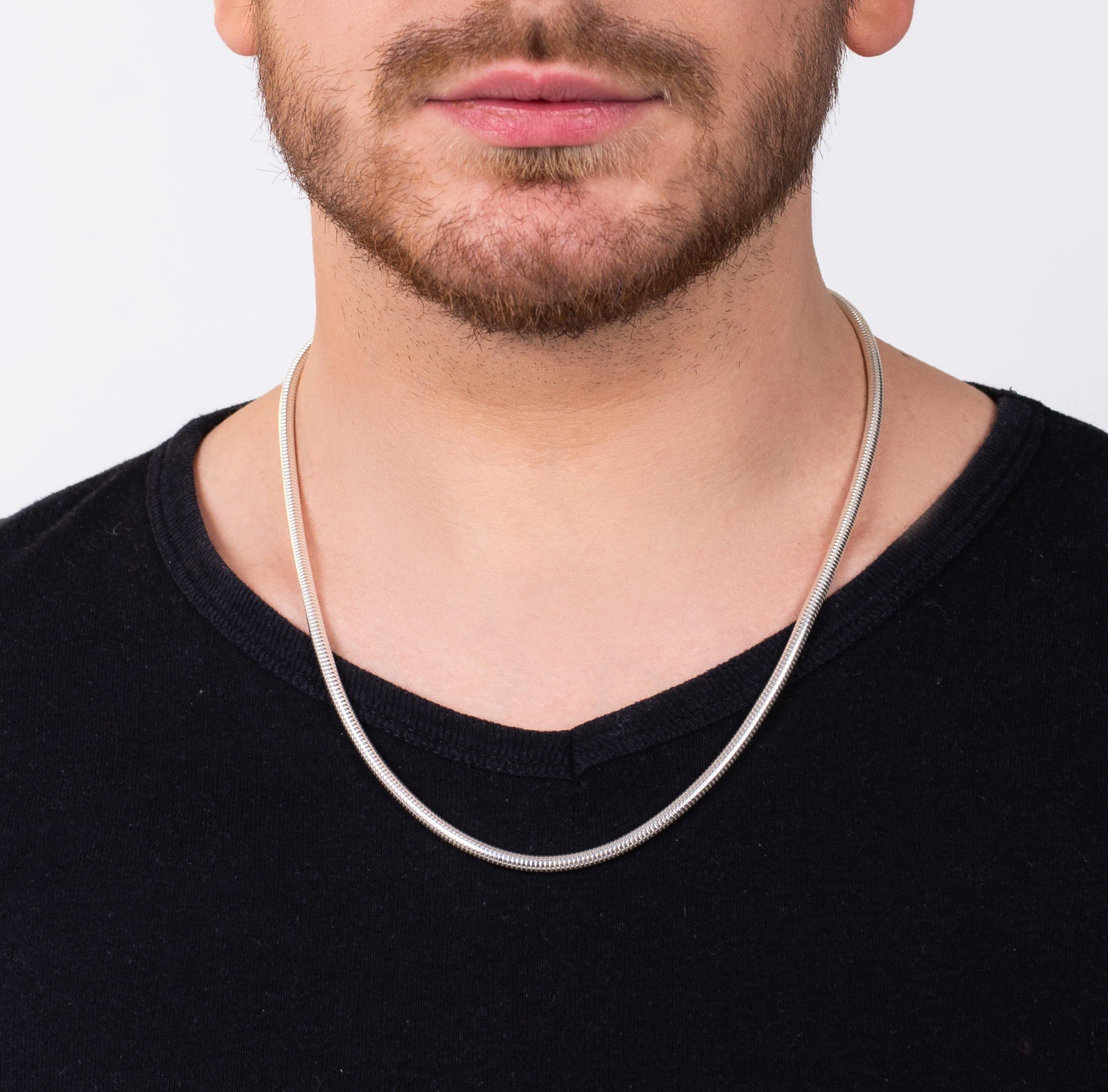 Savlano 925 Sterling Silver 4mm Solid Italian Round Diamond Cut Flexible Snake Chain Necklace for Men & Women - Elegant Jewelry Gift with Box | Perfect for Anniversaries, Weddings & Special Occasions | Made in Italy