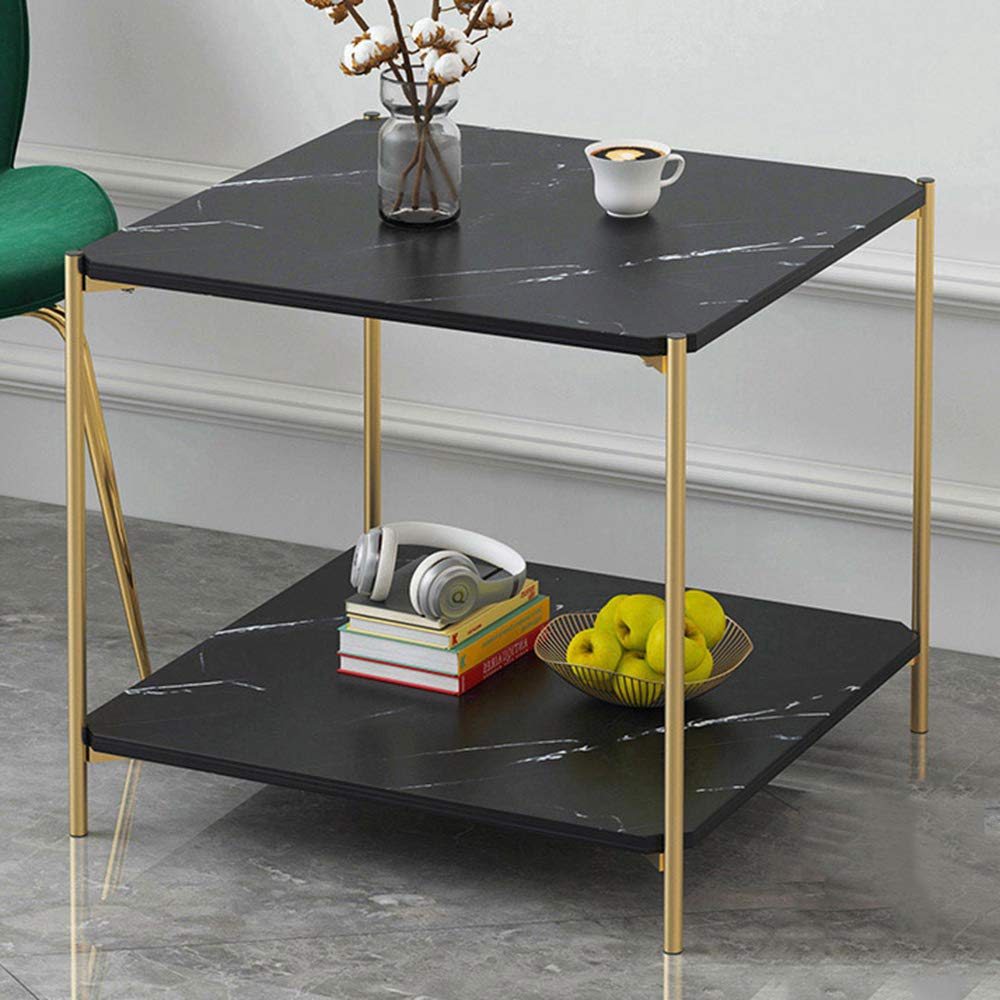 XYL 2-Tier Modern Square Coffee Table & Side Table - Minimalist Design, Sturdy Construction, Easy Assembly - Perfect for Living Room, Bedroom, Office & Small Spaces