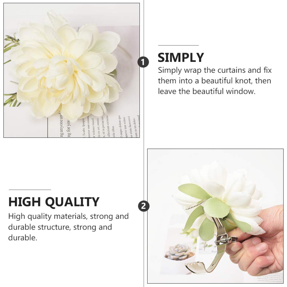 VOSAREA 1pc White Lace Curtain Tie Back Holder - Elegant Window Treatment Decor for Drapes & Sheer Curtains - Stylish Buckle Design with Floral Accents - Perfect for Living Room, Bedroom & Home Decor
