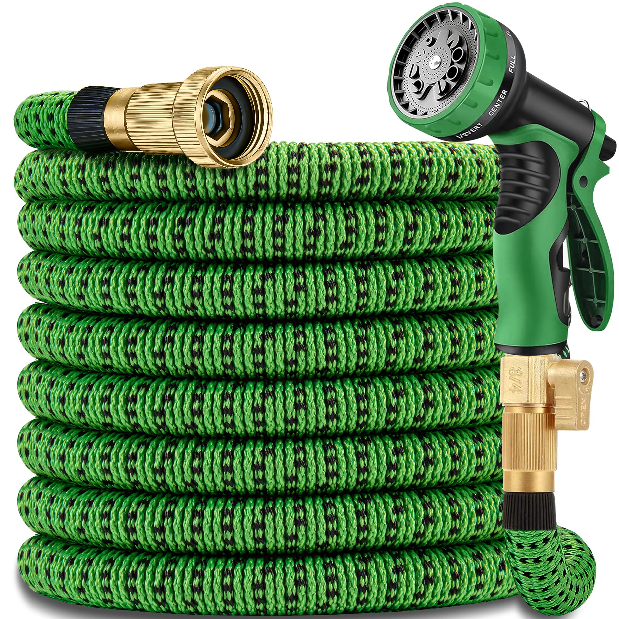 50 ft Expandable Garden Hose with 10 Spray Nozzle - 2024 Upgraded Flexible Water Hose with 4-Layer Latex Core - Lightweight, Durable, No-Kink Hose for Lawn, Yard, Car Washing & Outdoor Cleaning