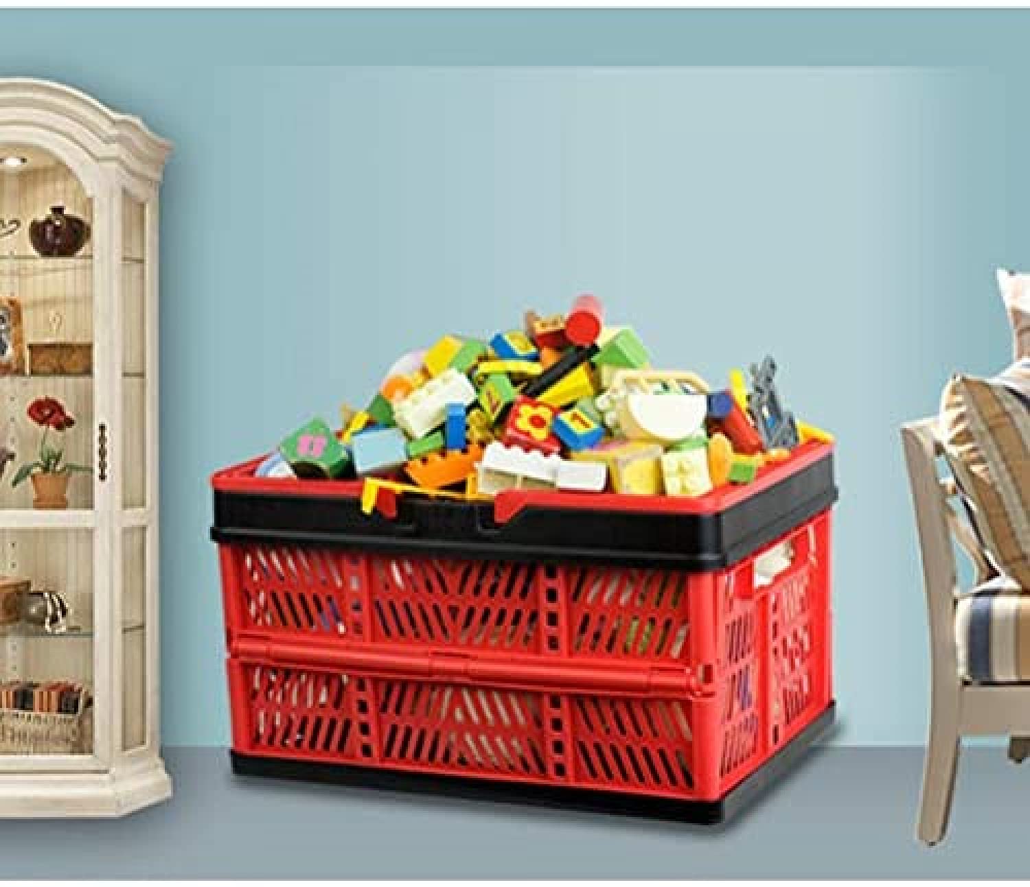 Foldable Shopping Basket - Portable Picnic Basket for Snacks, Fruits & Vegetables - Home Storage Organizer for Kitchen, Pantry & Outdoor Activities