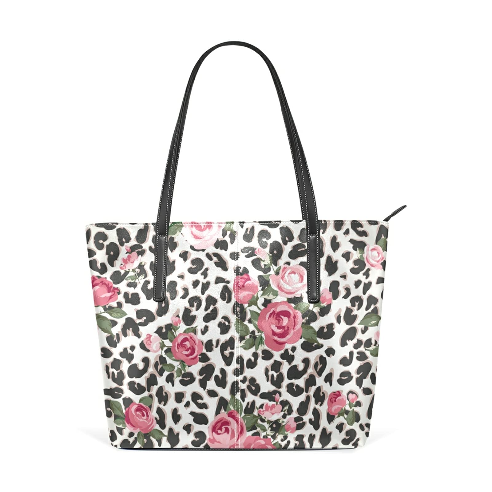 Senya Pink Rose Flower Leopard Print Leather Crossbody Bag for Women - Fashion Shoulder Purse & Tote Satchel Handbag - Perfect for Work, Travel and Daily Use