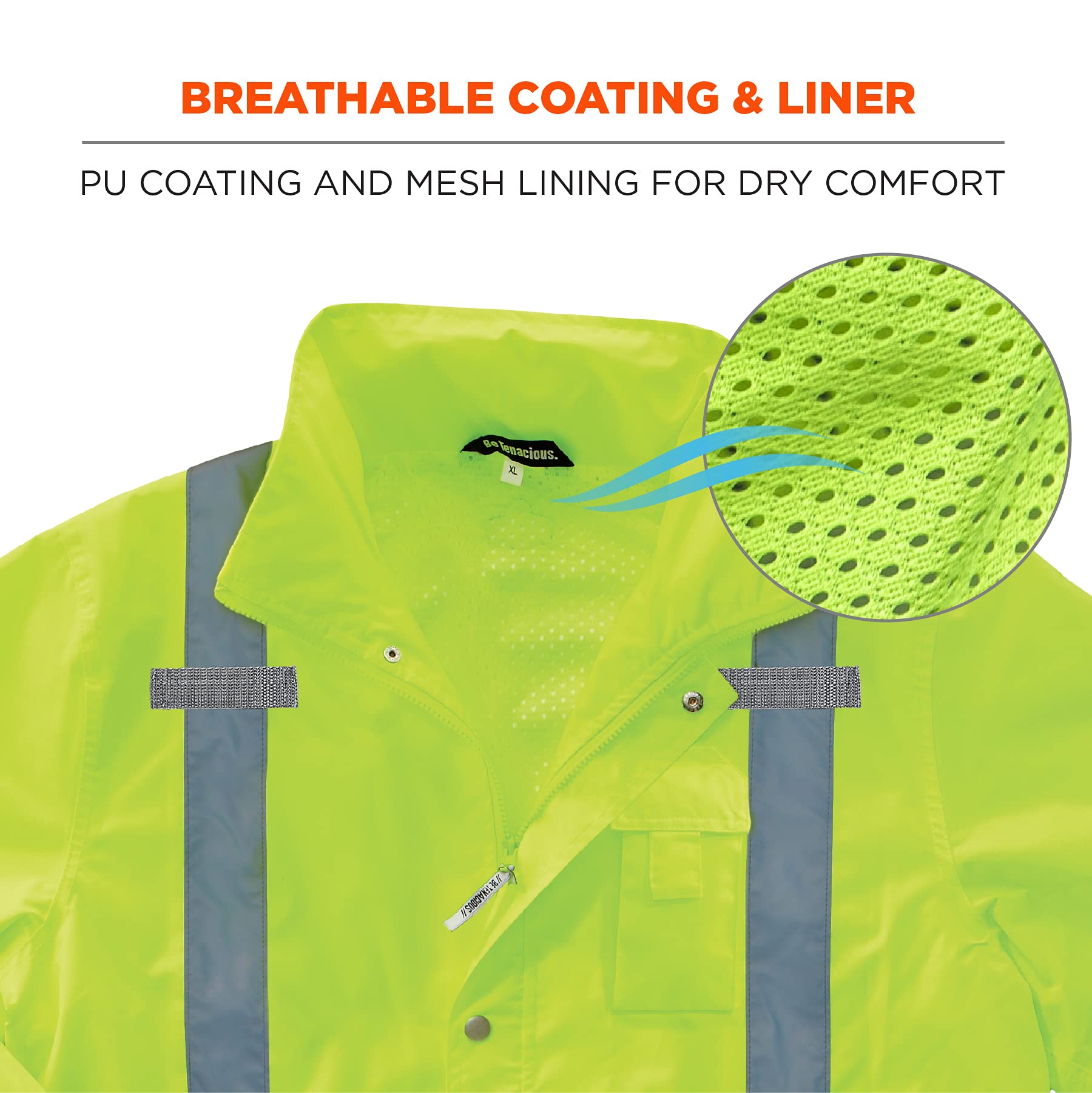 Ergodyne Standard Rain Jacket - Waterproof & Lightweight Outdoor Jacket for Hiking, Camping & Work - Men's & Women's Raincoat for All-Weather Protection