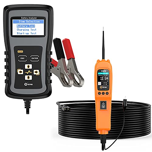 KZYEE KS20 12V 24V Car Battery Tester & KM50 Power Circuit Probe Kit - 100-2000 CCA Automotive Battery Load Tester for Trucks, SUVs, Motorcycles - Perfect for DIY Auto Repair & Vehicle Maintenance