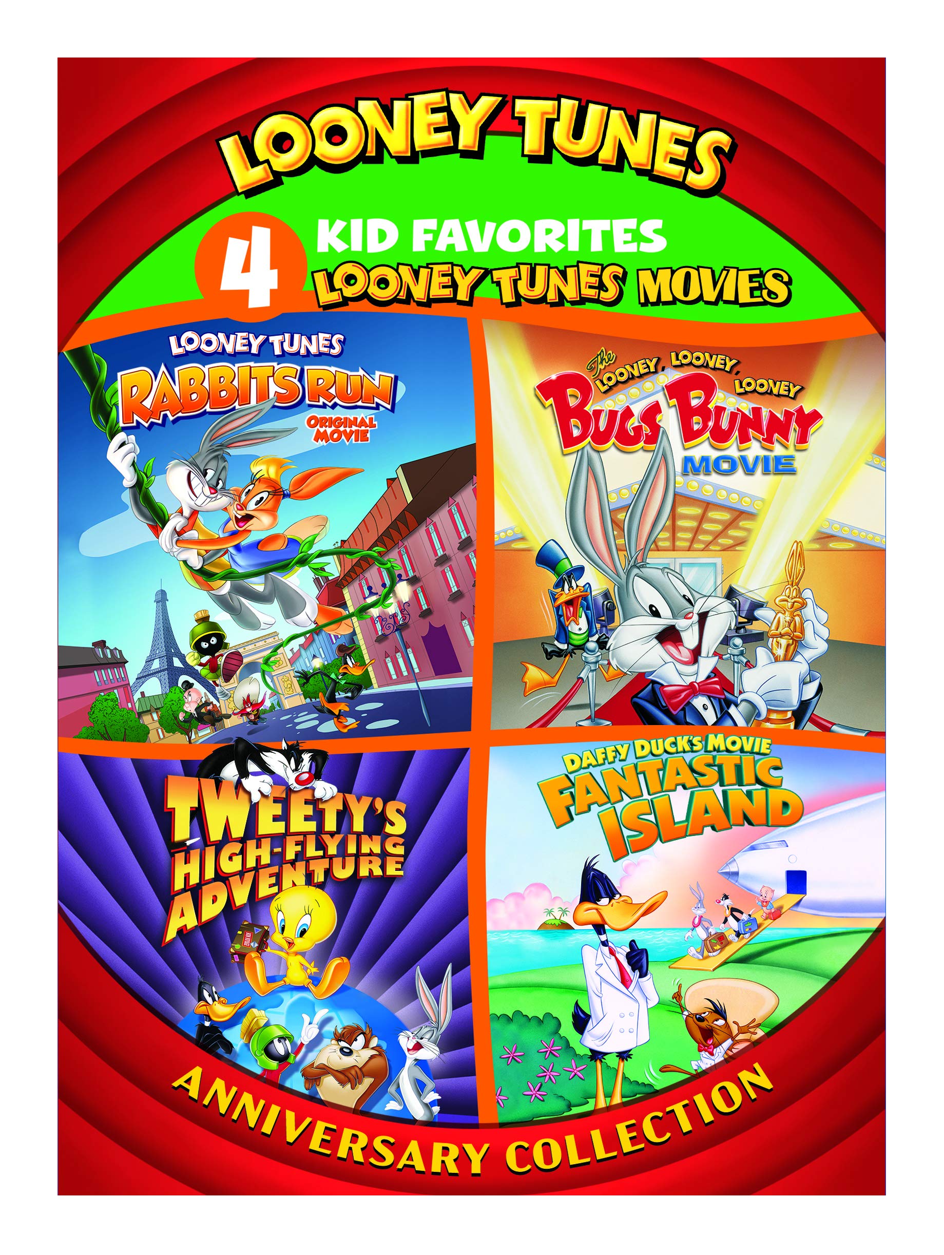 Looney Tunes 80th Anniversary Collection - 4 Classic Kid-Friendly Movies on DVD (Bugs Bunny, Daffy Duck) | Perfect for Family Movie Nights & Birthday Gifts