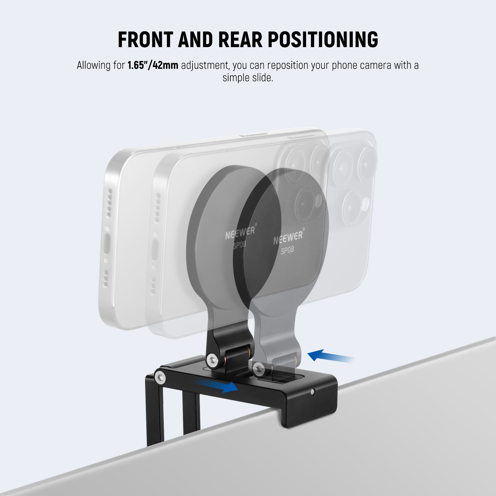 NEEWER SP08 Universal Phone Camera Monitor Mount - Adjustable Stand for iPhone, Samsung, DSLR & Desktop Monitors - Perfect for Live Streaming, Video Calls & Photography Studio Setup