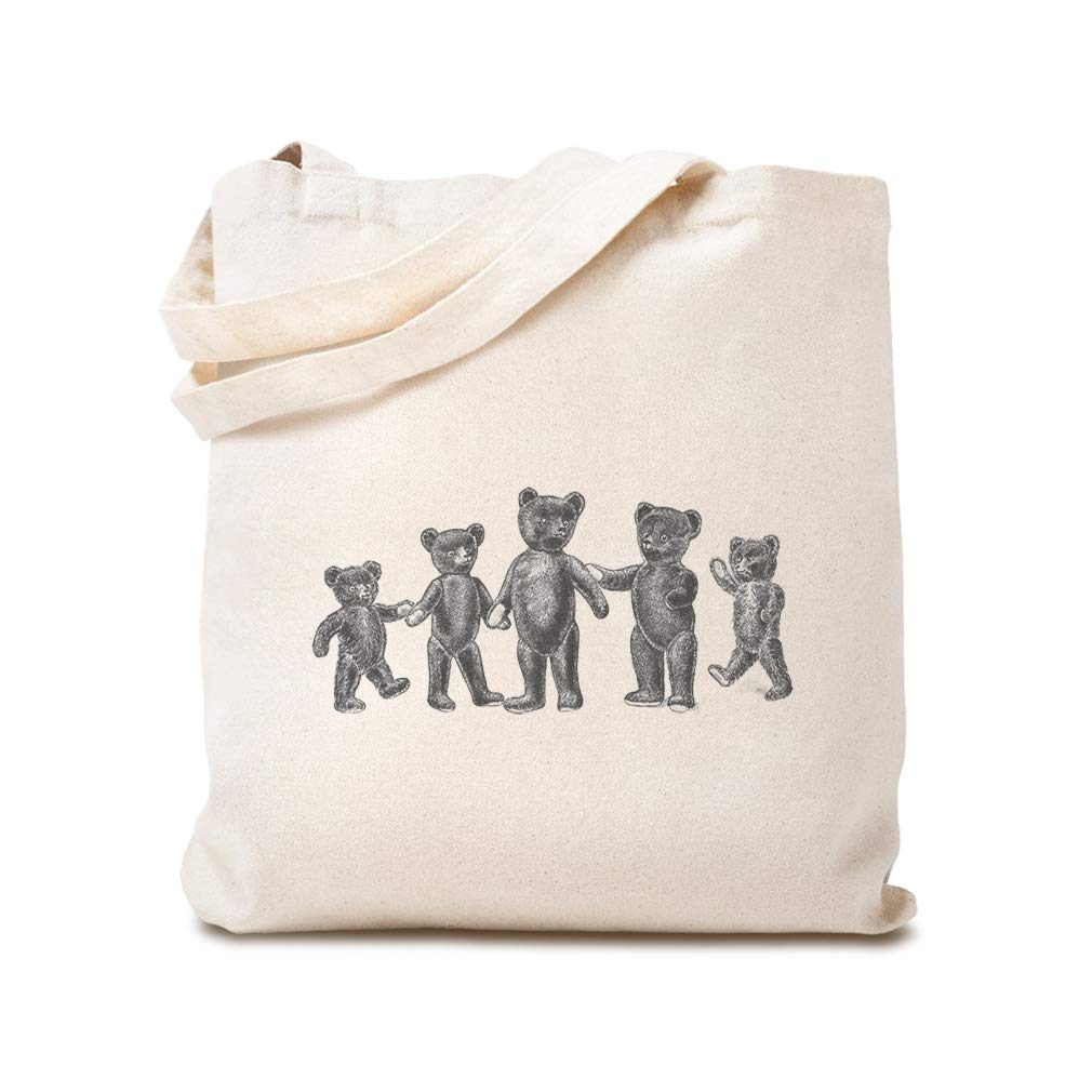 Custom Vintage Teddy Bear Canvas Tote Bag - Eco-Friendly Reusable Shopping & Beach Bag for Women - Perfect for Groceries, Picnics, and Summer Outings