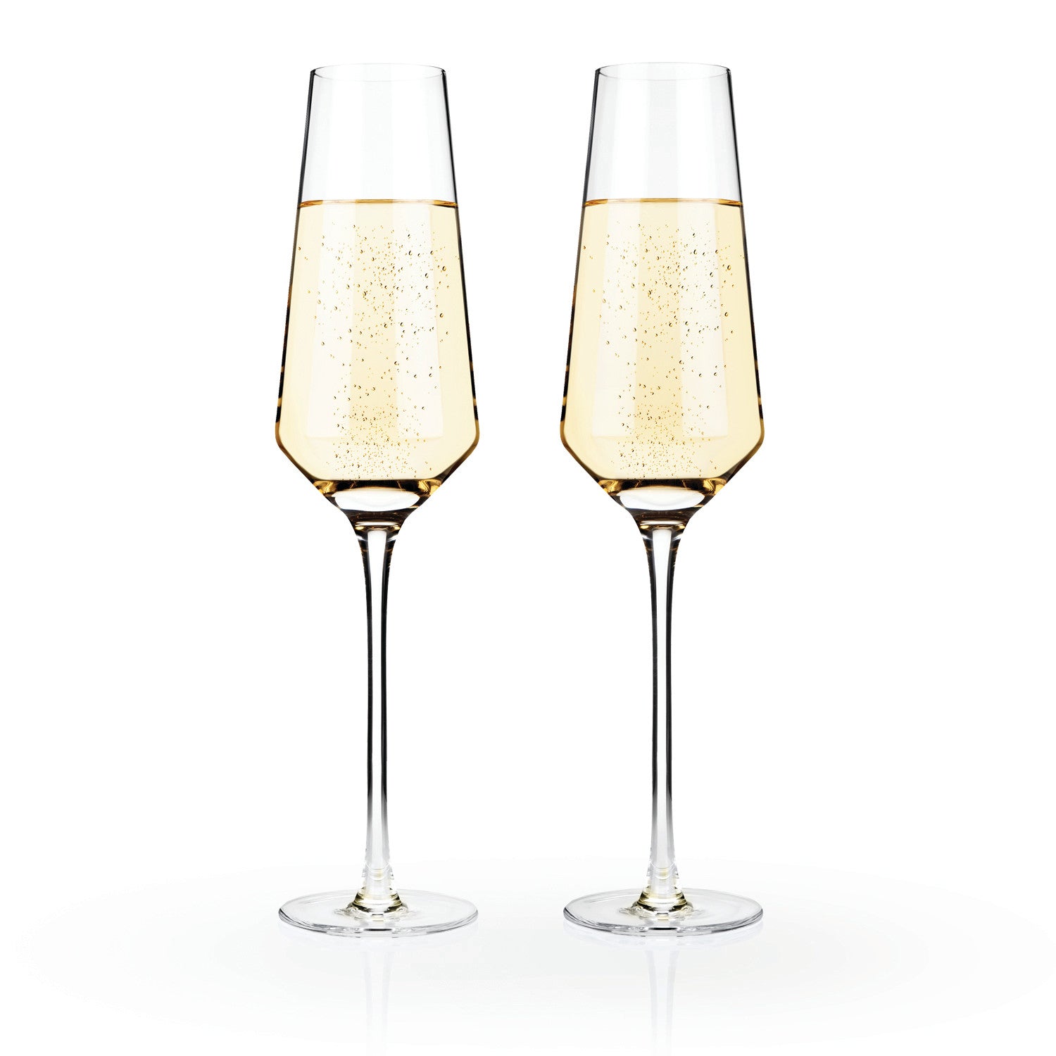 Elegant Raye Angled Crystal Champagne Flutes Set of 2 - Perfect for Weddings, Anniversaries & Romantic Dinners