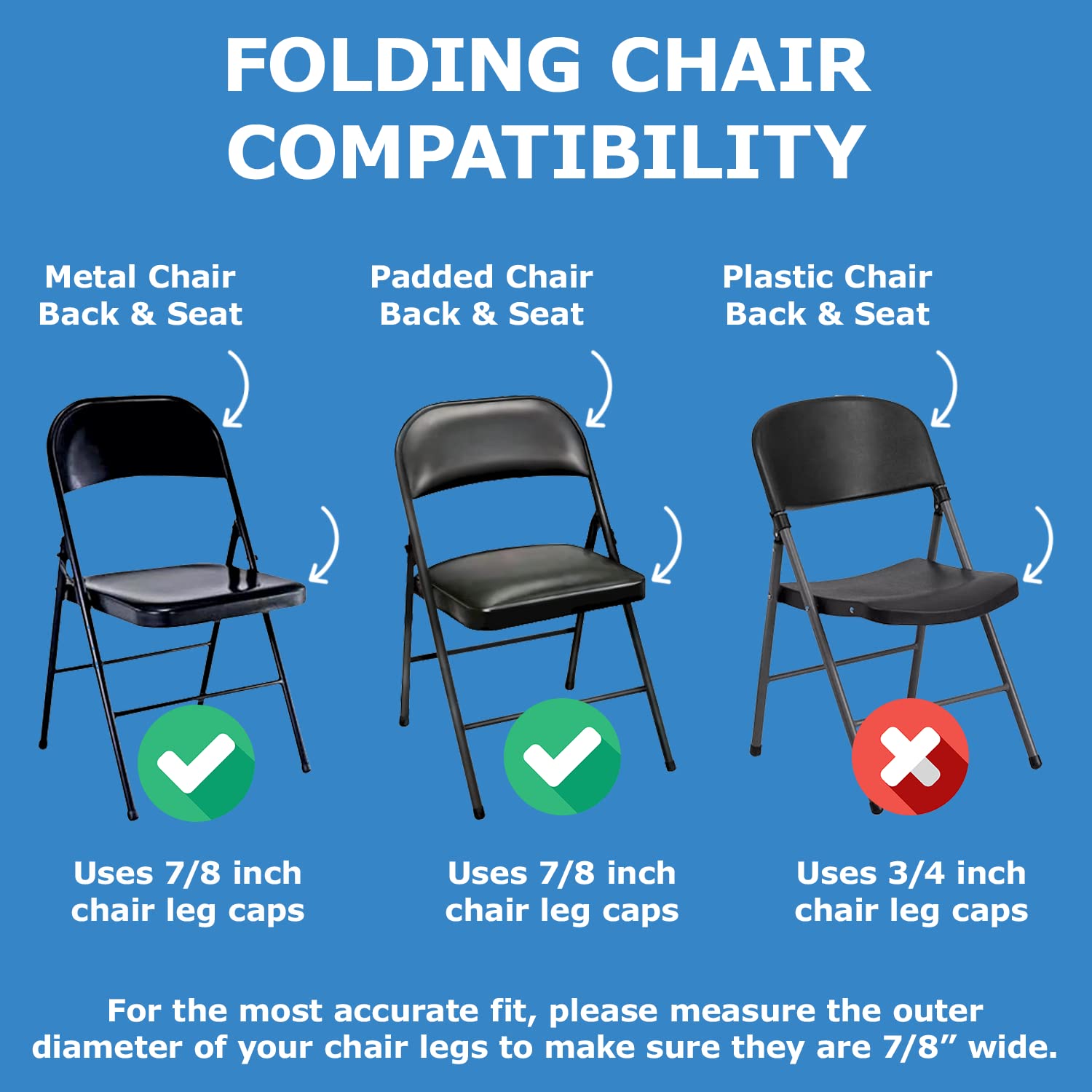 4 Pack 7/8 Inch Rubber Chair Leg Caps - Non-Slip Floor Protectors for Hardwood Floors, Table & Folding Chairs - Black Gripper Pads for Furniture Protection & Noise Reduction (Ideal for Home, Office & Restaurant Use)