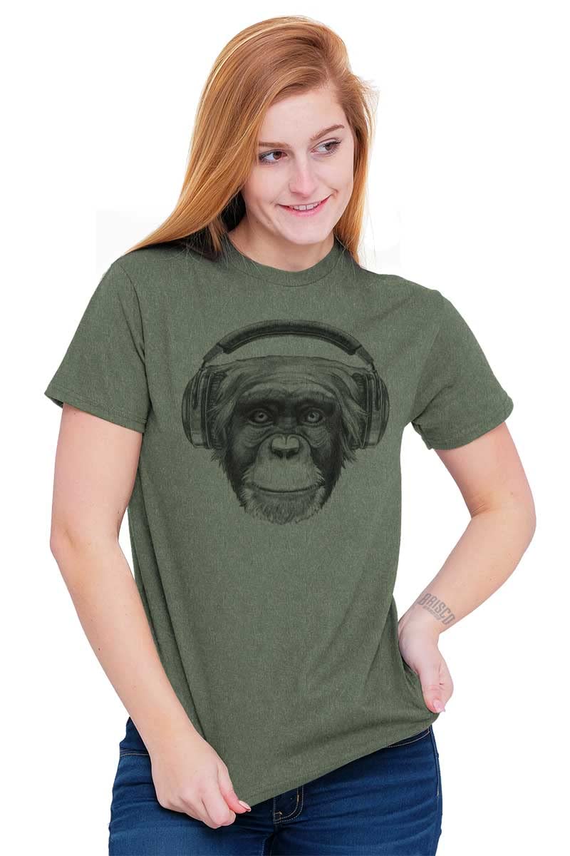 Smile Monkey Headphones Graphic T-Shirt for Men & Women - Funny Hipster Design for Casual Wear, Music Lovers & Gifts