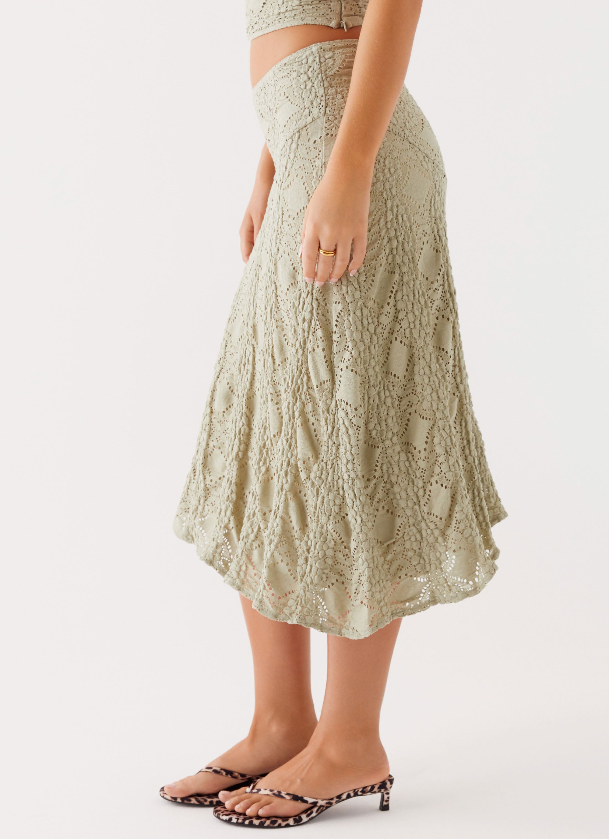Elegant Sage Green Diamond Sky Midi Skirt for Women - Boho Flowy A-Line Skirt with Pockets - Perfect for Summer, Beach, and Casual Outfits