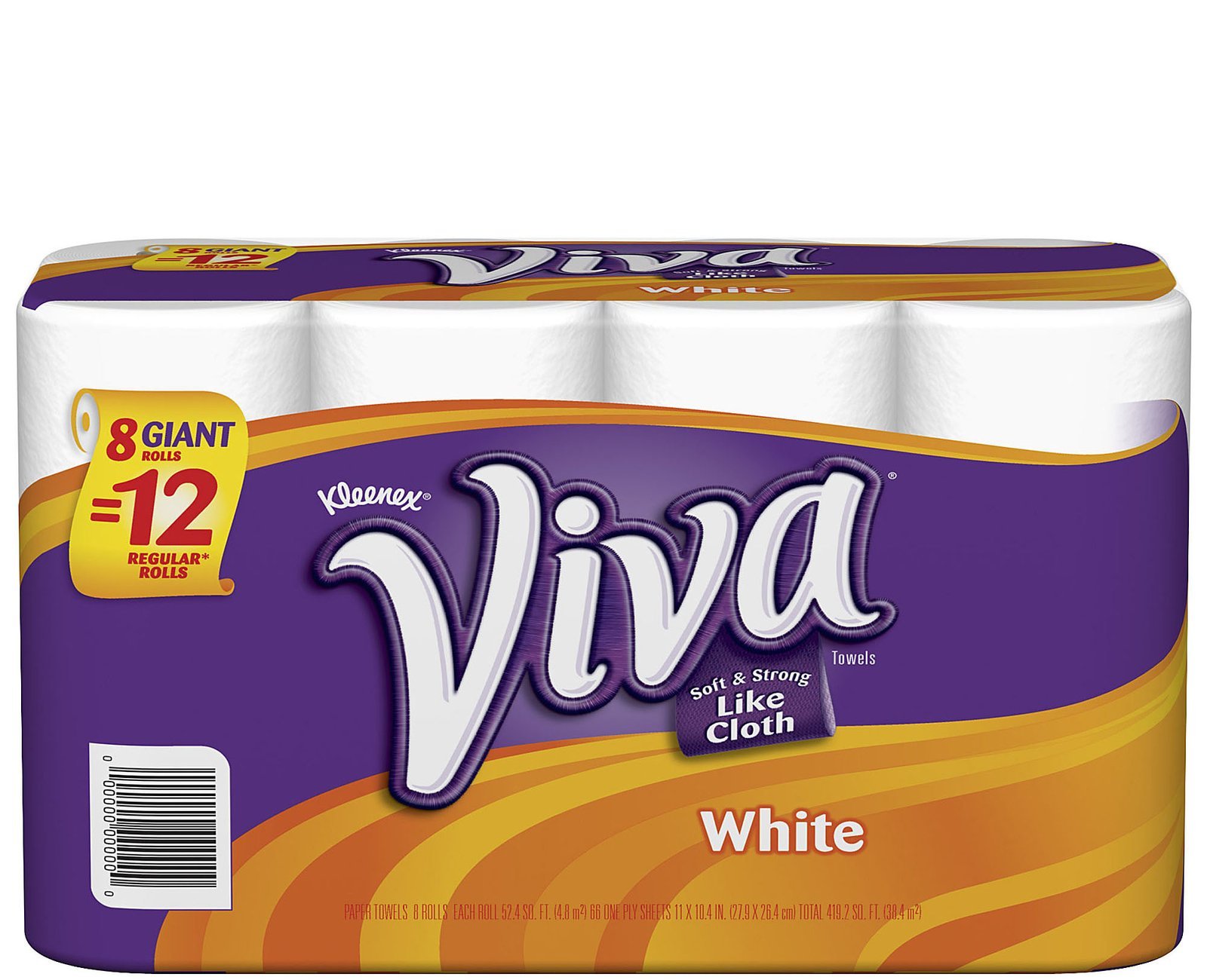 Viva 10036000114178 Giant Roll Paper Towels - White, 27.9x25.4 cm, 8 Rolls - Ultra Absorbent Kitchen & Cleaning Paper Towels for Home, Office, and Commercial Use