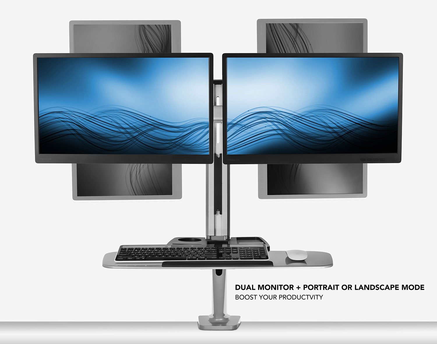Mount-It! Dual Monitor Standing Desk Converter - Height Adjustable Workstation with Counterbalance Monitor Arm & Ergonomic Keyboard Tray | Perfect for Home Office, Gaming Setup & Remote Work