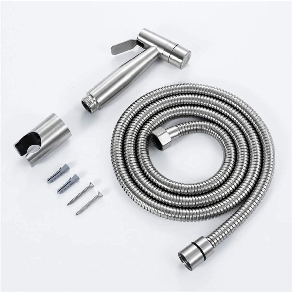 Stainless Steel Handheld Sprayer Kit - Brushed Faucet Spray Gun with Toilet Flusher for Bathroom & Kitchen Cleaning (Shower, Sink, Pet Washing)