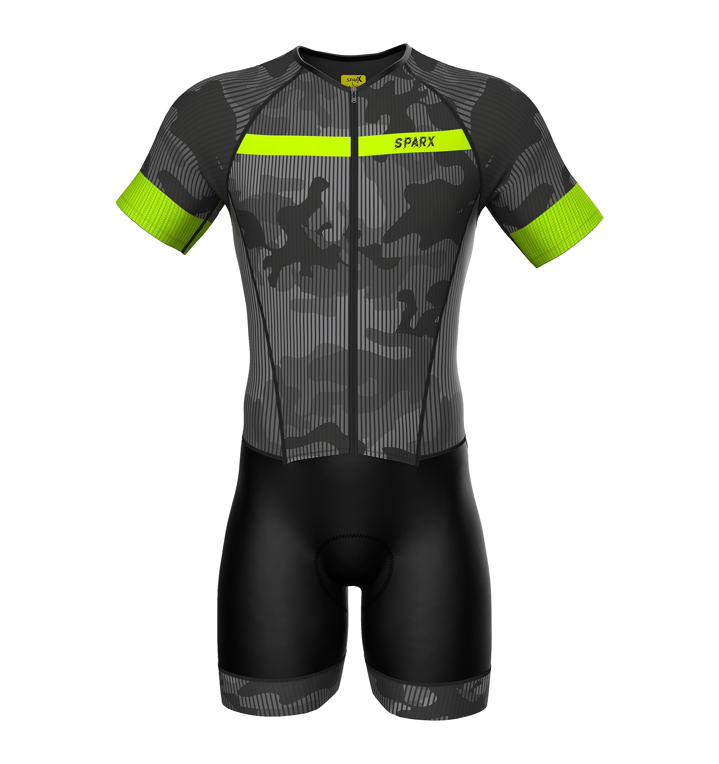 **Sparx Men's Elite Aerosuit Triathlon Suit - Short Sleeve Skinsuit for Cycling, Running & Swimming - Lightweight & Breathable for Triathlon Training & Racing**