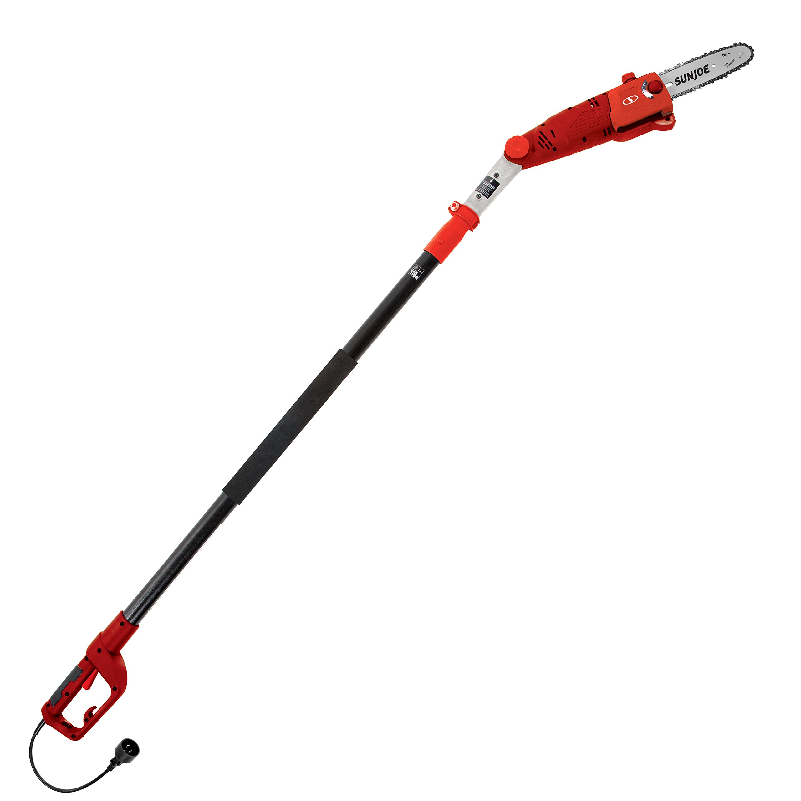 Sun Joe SWJ802E-RED 9 FT 6.5 Amp Electric Pole Chain Saw with Adjustable Head - Lightweight Tree Trimmer for Branches & High Limbs - Perfect for Yard Maintenance, Landscaping & DIY Tree Care (Red)