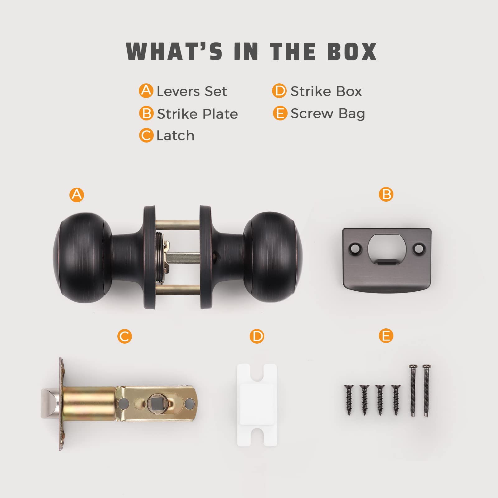 KNOBWELL Oil Rubbed Bronze Door Knob Set - 1 Pack Interior Door Handle for Bedroom, Closet & Hallway | Durable & Stylish Home Hardware Upgrade for Smooth Operation (Indoor Use Only)