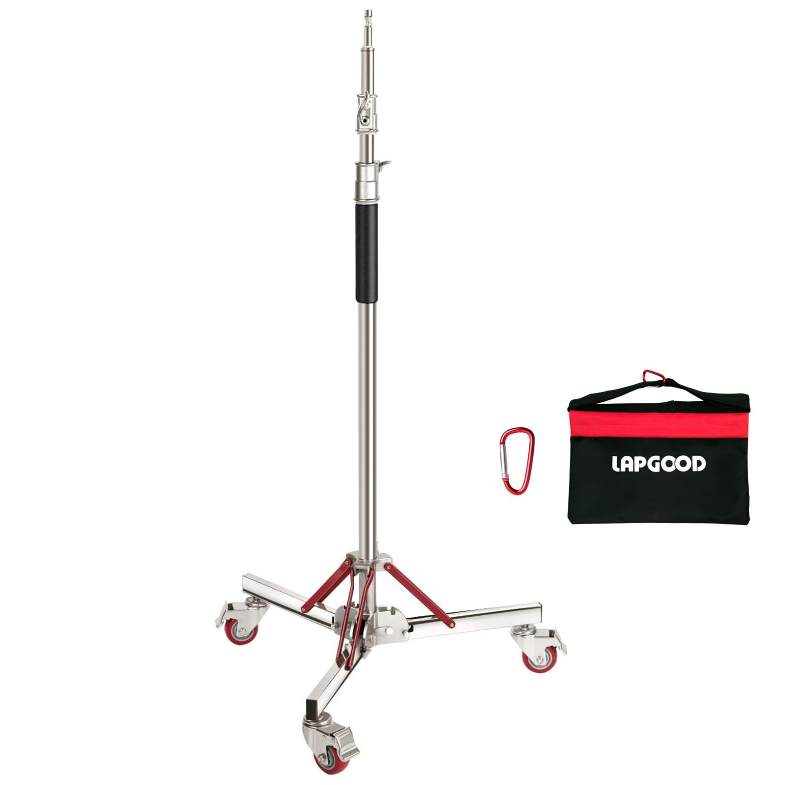 Heavy Duty Adjustable Light Stand with Wheels - 10ft/305cm Stainless Steel Tripod Stand for Studio Photography, Softbox, Monolight & Reflector | Perfect for Home Studios, Professional Photo Shoots & Video Production