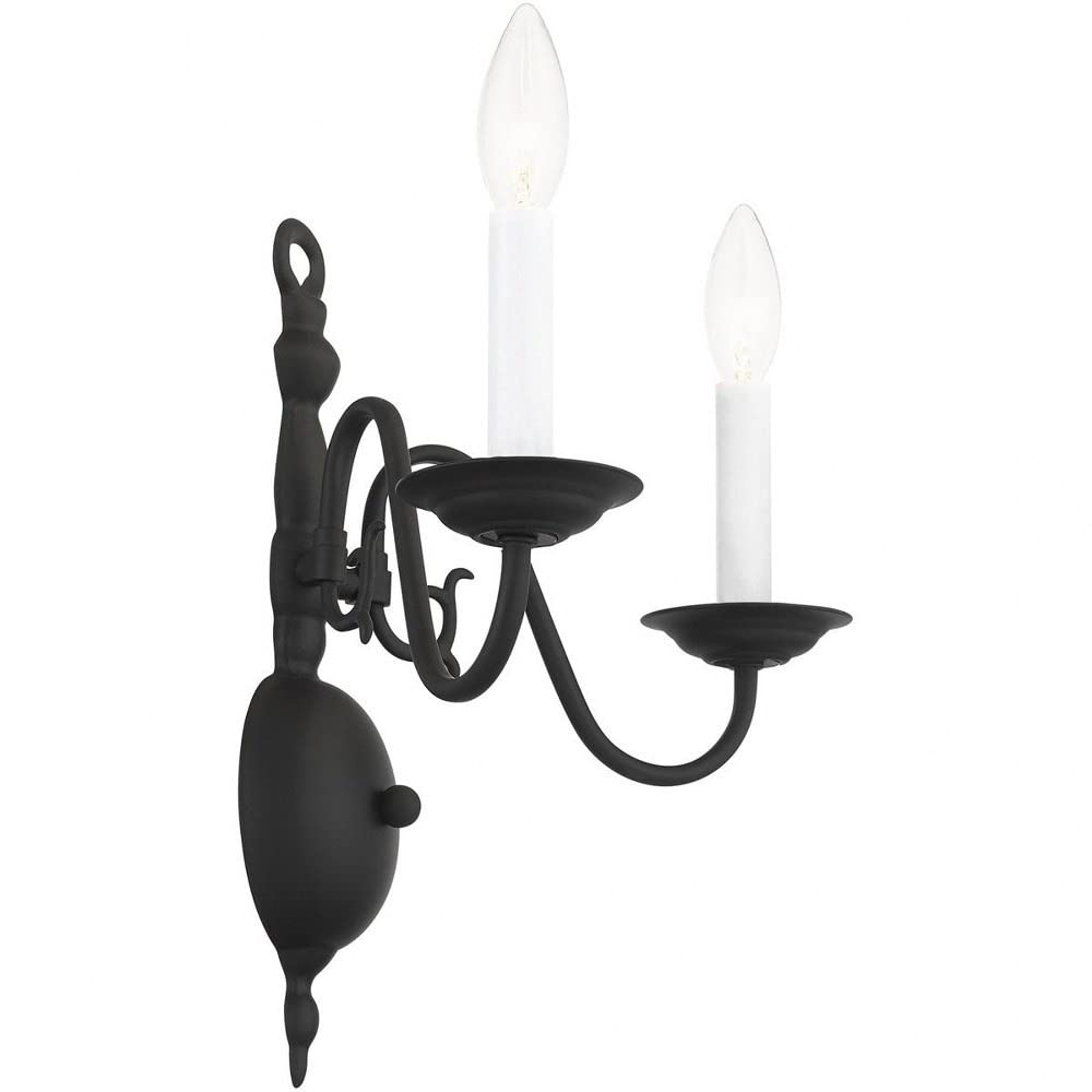 Livex Lighting 5002-02 Williamsburg 2-Light Polished Brass Wall Sconce - Elegant Wall Lighting for Bedroom, Hallway & Living Room Décor