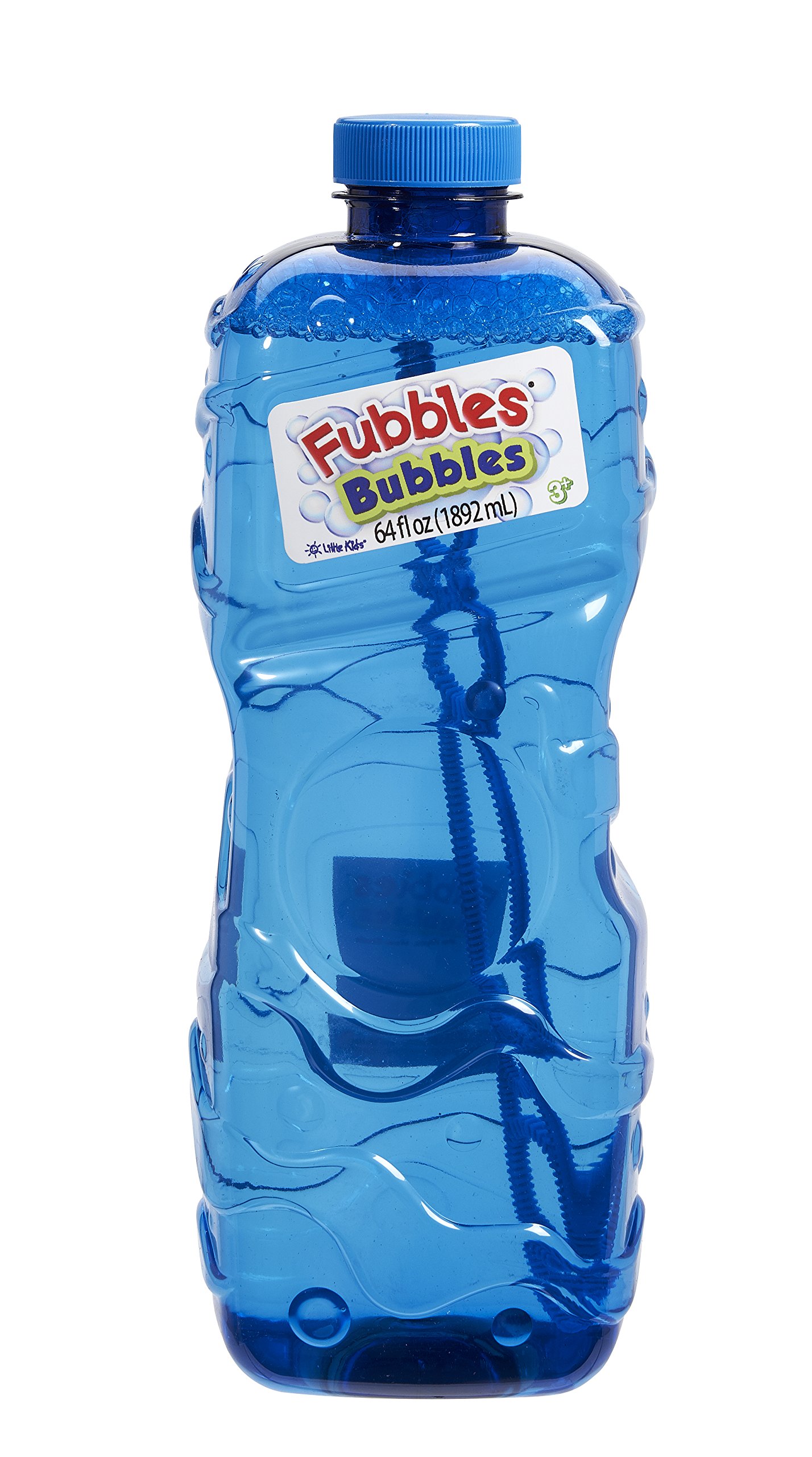 BUBBLES by Little Kids Fubbles | 64oz Non-Toxic Bubble Solution Refill for Kids & Toddlers | Includes Bubble Wand (Colors May Vary) - Perfect for Outdoor Play, Birthday Parties & Backyard Fun (12301E)