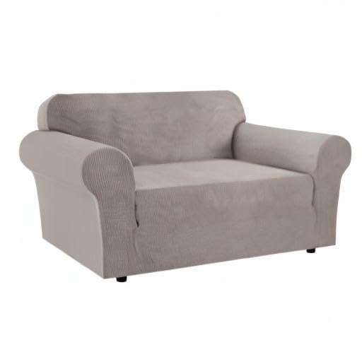H.VERSAILTEX Stretch Sofa Cover for 2 Cushion Couch - Washable Elastic Bottom Jacquard Fabric Loveseat Cover (58