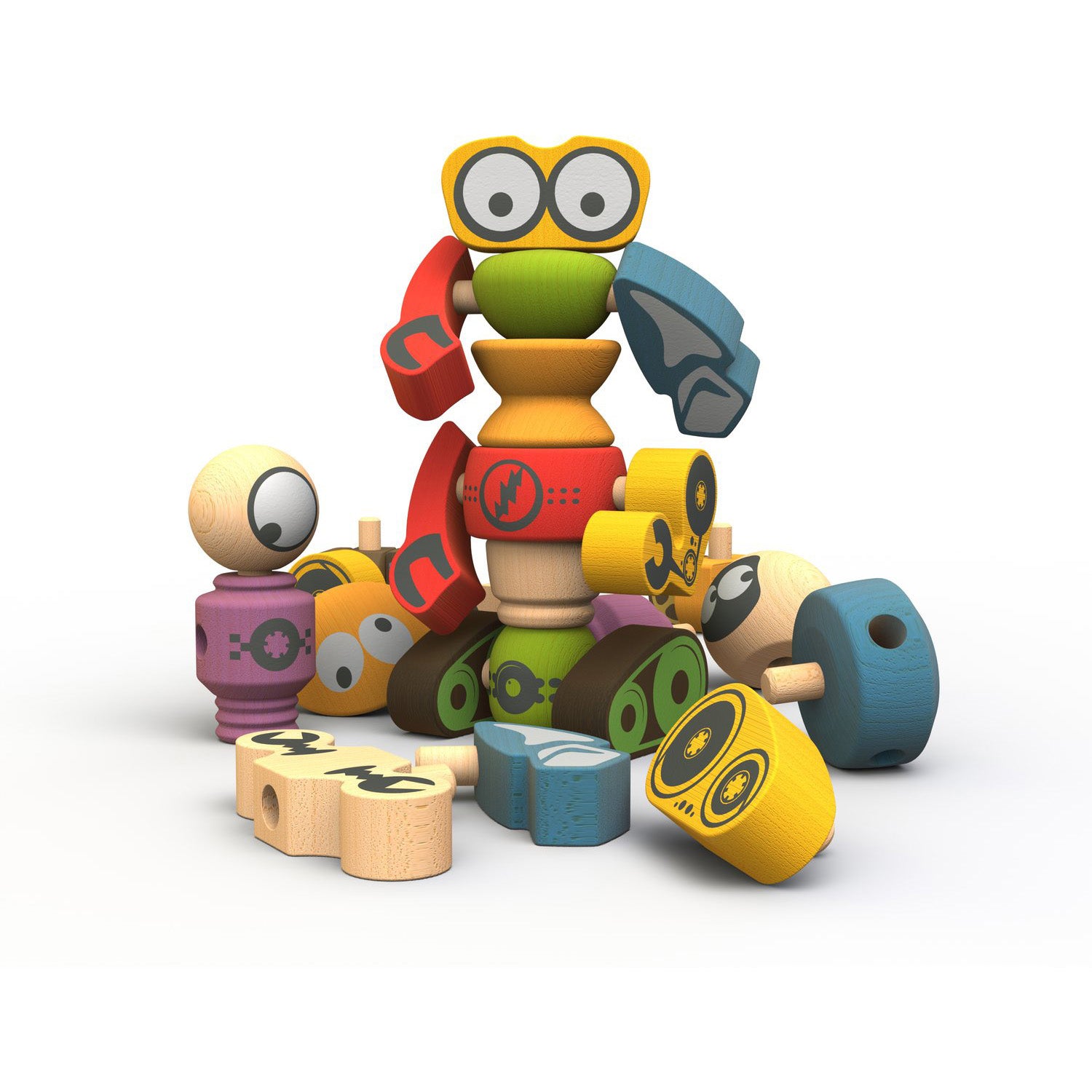 BeginAgain Tinker Totter Robots - Wooden Balancing Toy for Kids Ages 3+, STEM Learning Educational Game for Toddlers - Perfect for Birthday Gifts & Classroom Activities