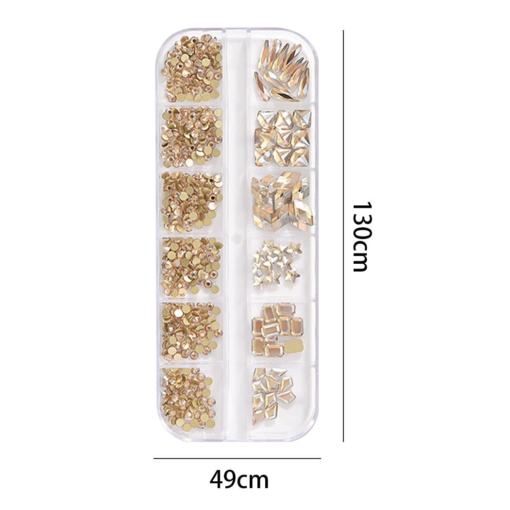 WOKOTO Rhinestones Set for Acrylic Nails - Champagne & Red Crystals with Tweezers for Women & Girls - Perfect for Nail Art & DIY