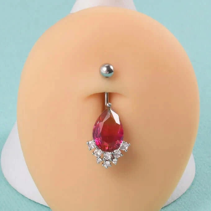 14G Gradient Heart Belly Button Rings - Stainless Steel Navel Piercing Jewelry for Women | Perfect for Summer Beach, Pool Parties & Body Piercing Fashion