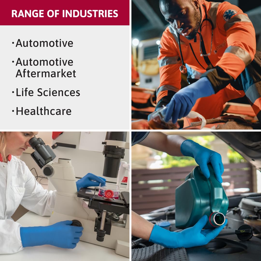 Ansell Microflex SafeGrip SG-375 Extra Thick Disposable Latex Gloves - 50 Pcs, Powder-Free, Chemical & Puncture Resistant for Medical, Cleaning, Food Handling & Industrial Use