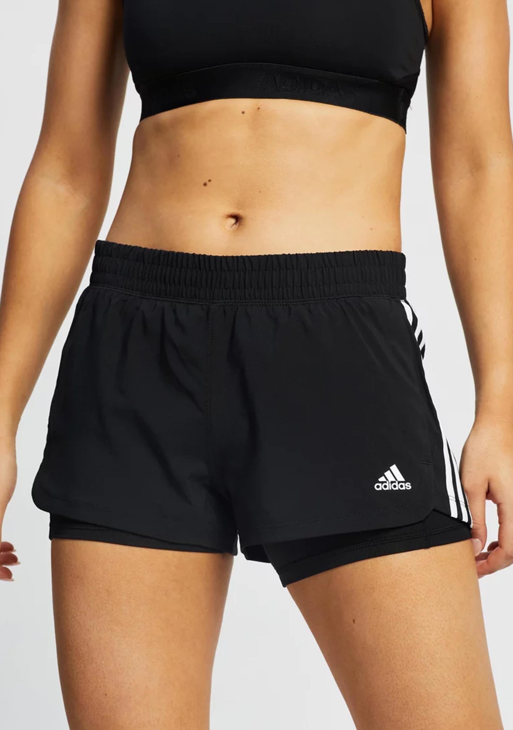 Adidas Women's 3-Stripe Pacer Two-in-One Running Shorts - Quick-Dry Athletic Shorts for Workouts, Jogging & Gym Training