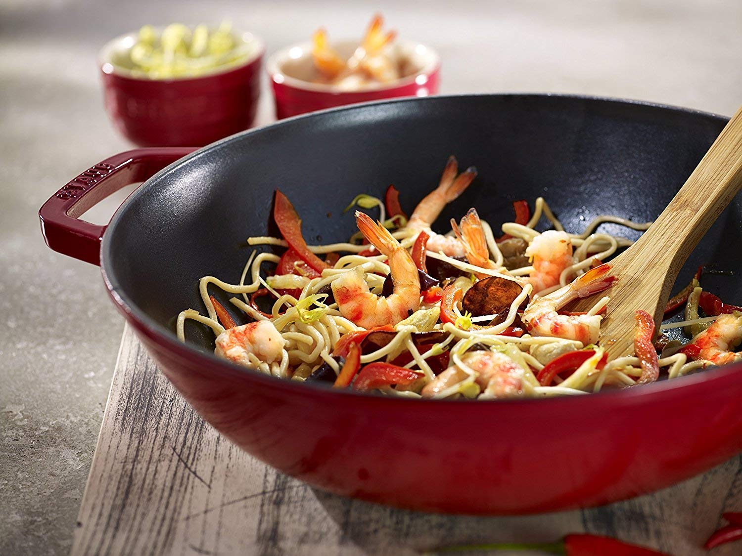 Staub 40511-345-0 Medium Cast Iron Wok Pan 13.4