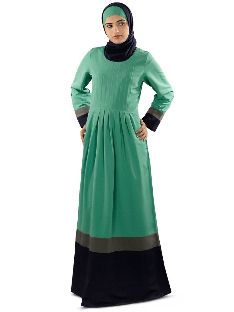 Elegant Sehrish Aura Green Abaya for Women - Modest Islamic Prayer Dress & Special Occasion Wear - Perfect for Eid, Mosque, and Formal Events