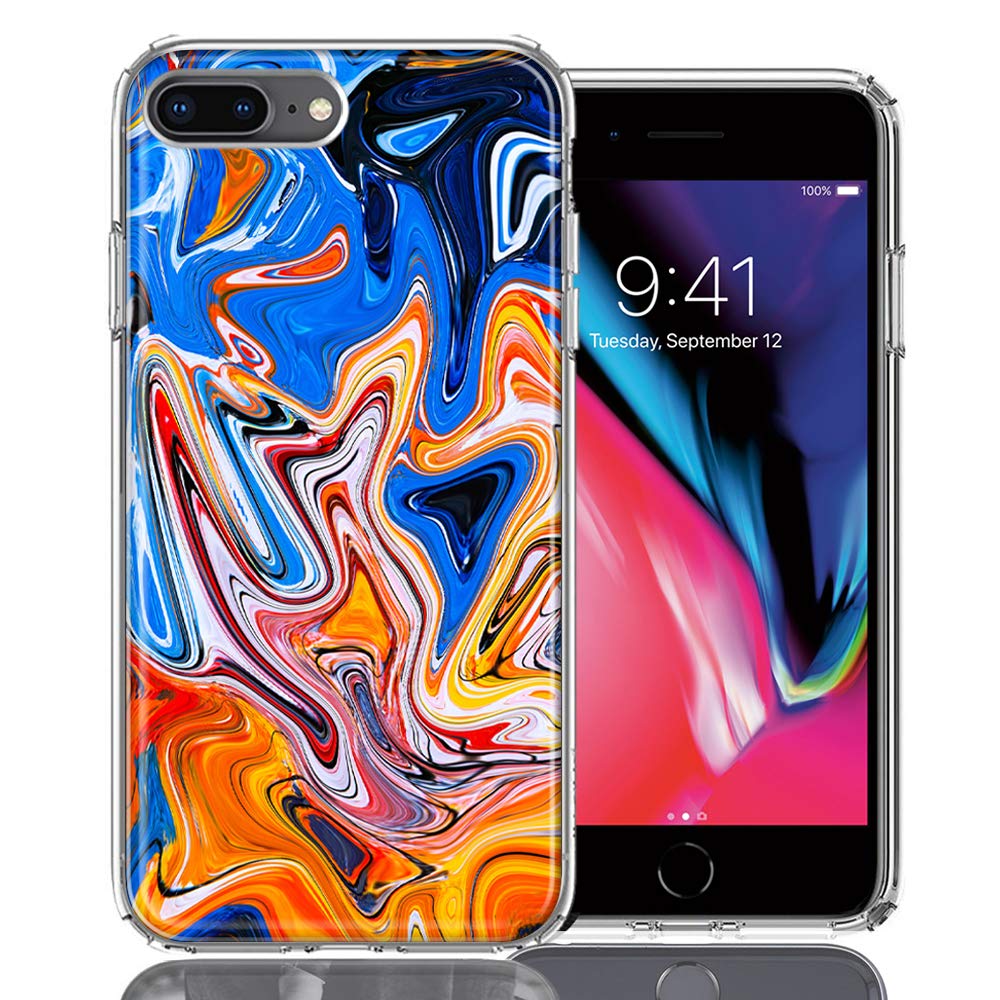 Durable Double Layer Phone Case for Apple iPhone 7/8 Plus - Blue Orange Abstract Design, Shockproof & Slim Protective Cover - Perfect for Everyday Use, Travel & Outdoor Activities
