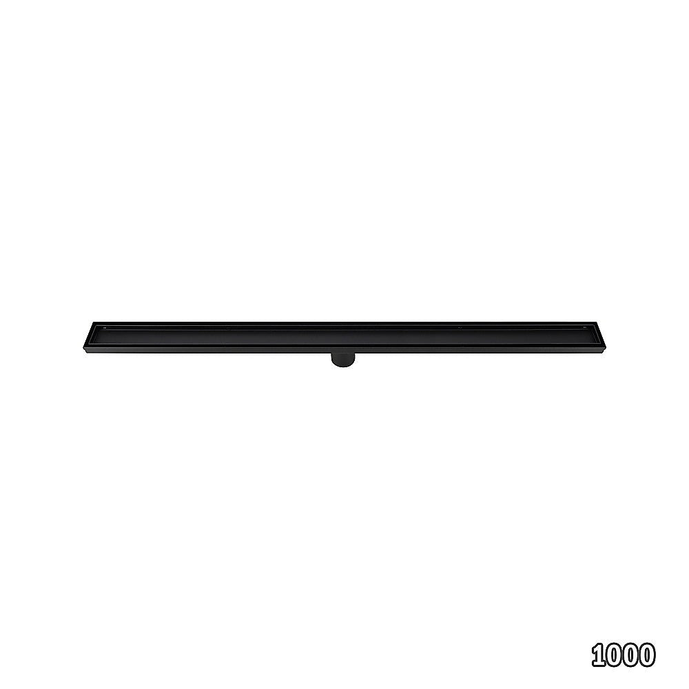 1000mm Black Tile Insert Shower Drain Grate with Center Outlet - Heavy Duty Bathroom Floor Waste Drain for Wet Room, Shower Enclosure & Tiled Floors