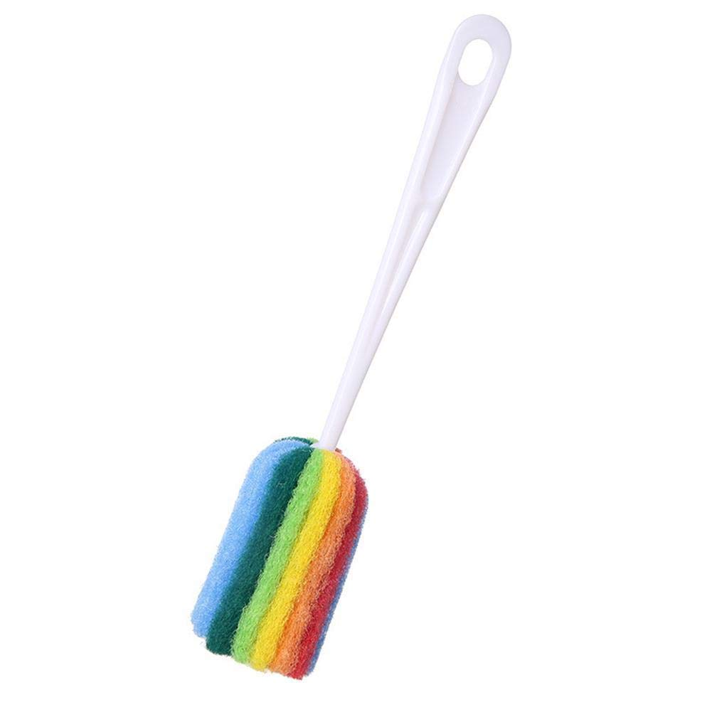 Weeeee Cleaning Scrub Sponge Brush with Handle - Colorful Dishwashing Brush for Coffee Mugs, Wine Glasses, Pots & Bottles | Perfect for Kitchen, Bar & Home Cleaning