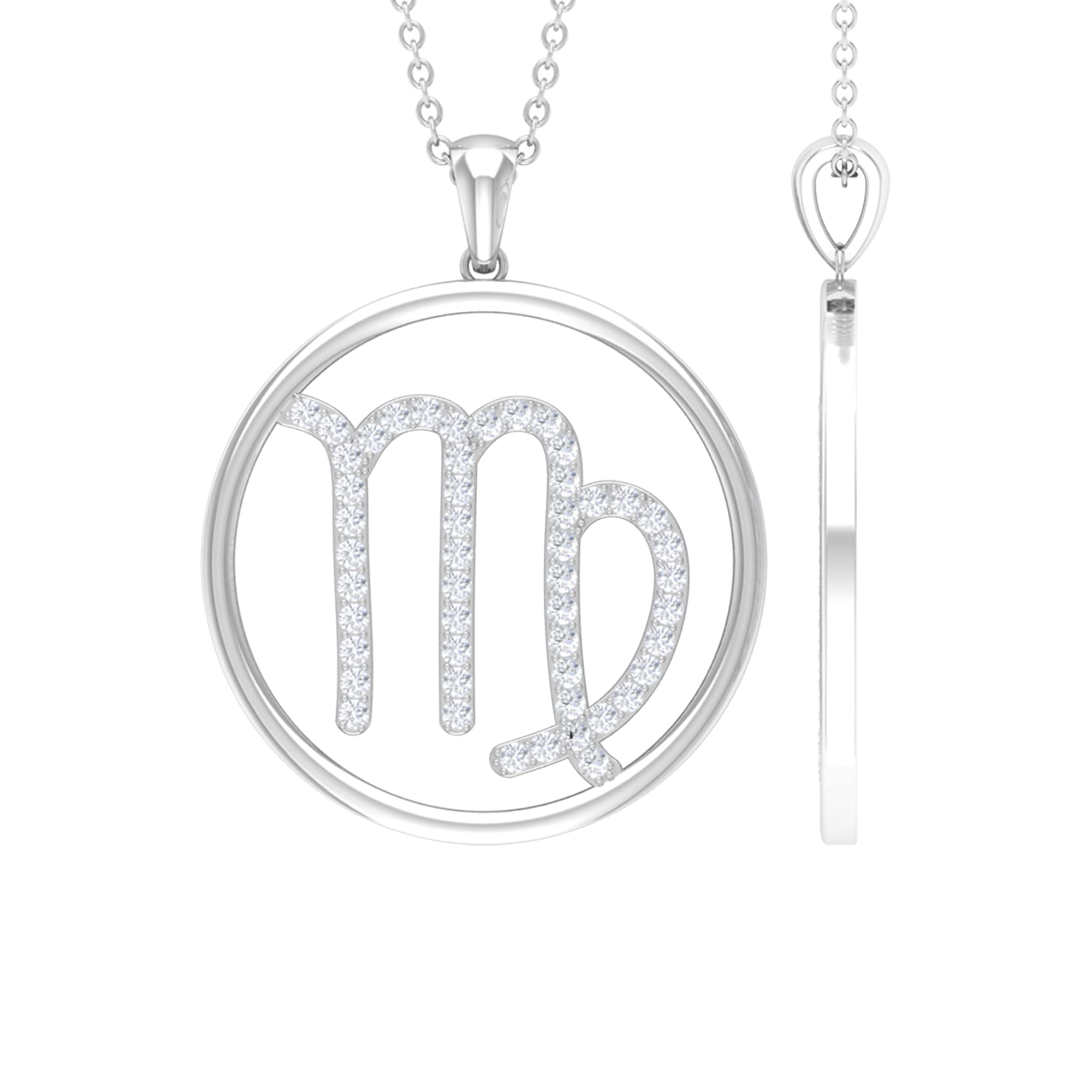 0.75 CT Cubic Zirconia Virgo Pendant Necklace for Women - 10K Solid Gold Zodiac Jewelry - Perfect Gift for Birthday, Anniversary & Everyday Elegance
